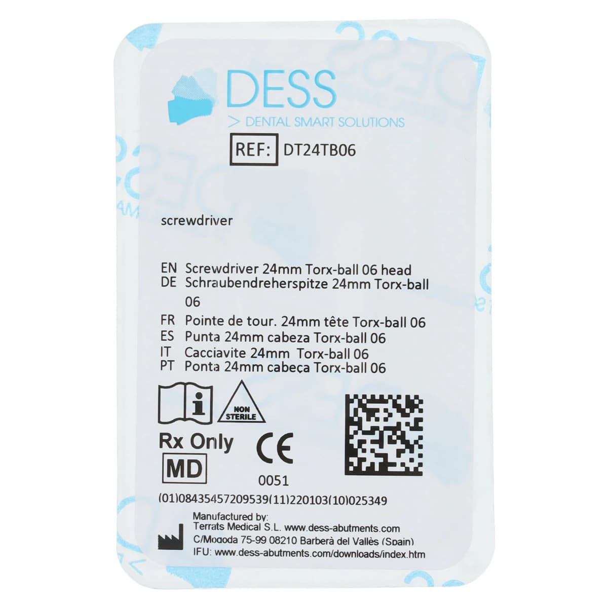 DESS Screwdriver, Latch Style, 24mm, Torx 06 Ball, Stainless Steel, ANGLEBase, Each - Screwdriver ANGBase 24mm TRX - Image 1