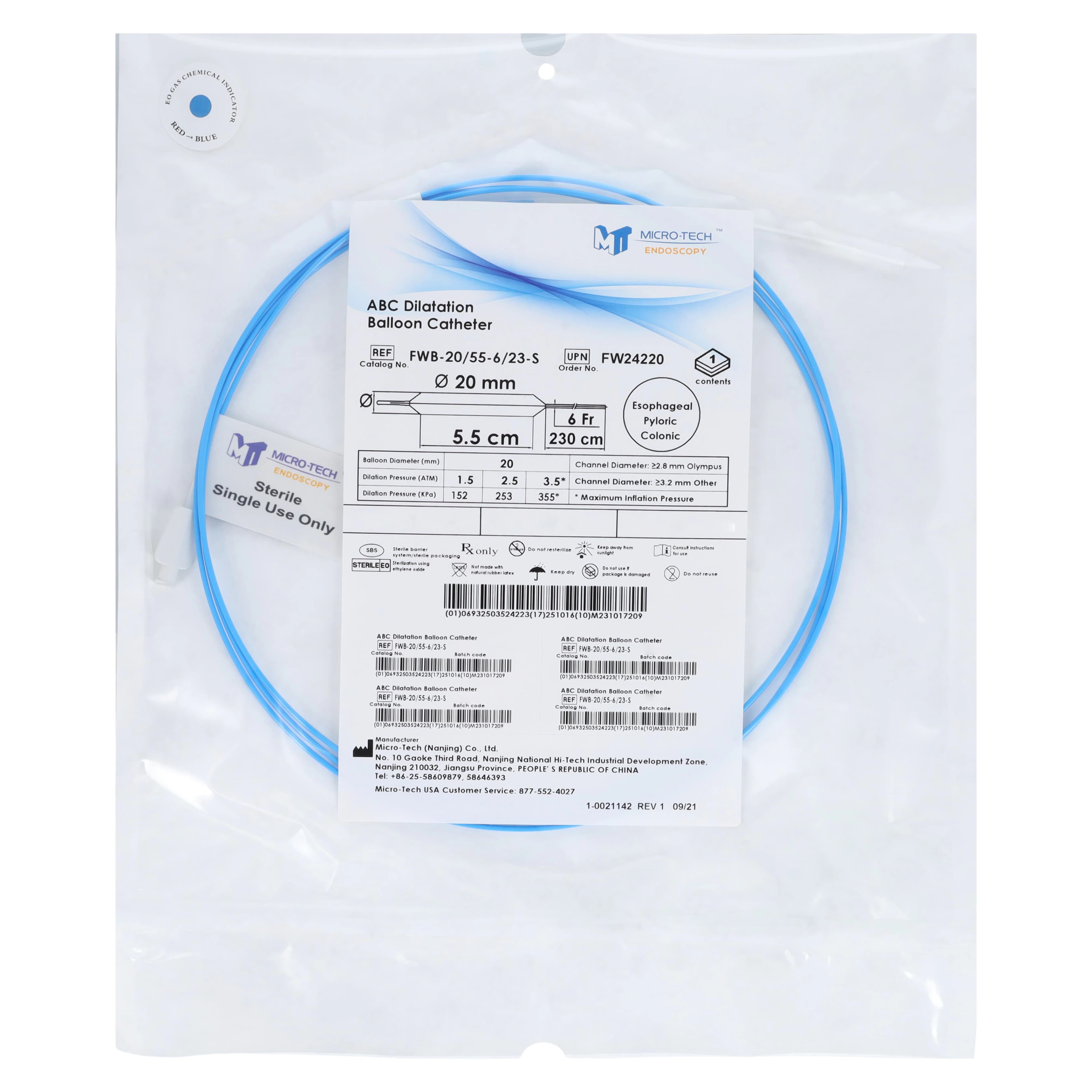 Micro-Tech Endoscopy Single Stage Colon Dilation Balloon, 20mm, 230cm, 2/Box - ABC Colon Dilation Balloon - Image 1