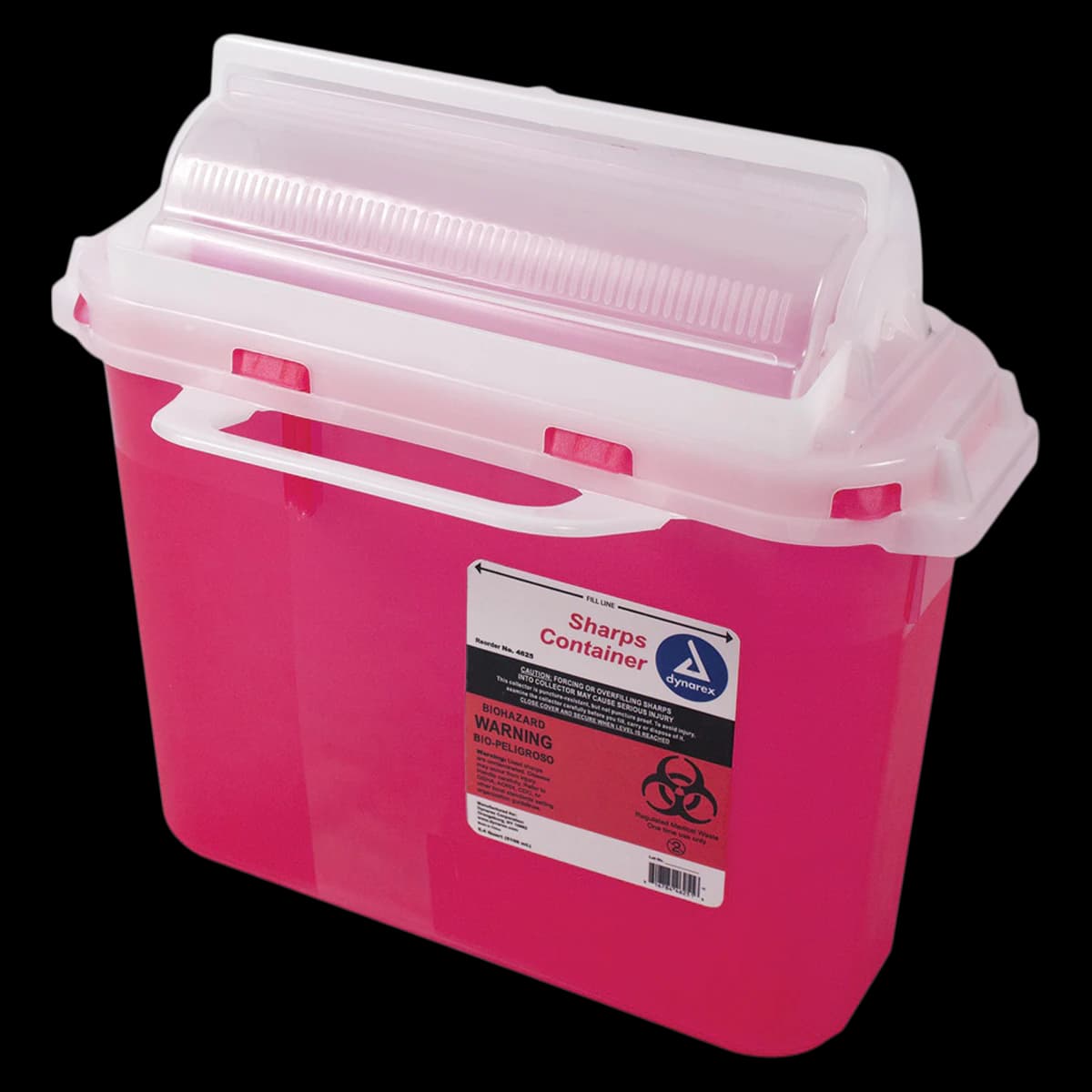 Dynarex Sharps Container, 5.4 qt, Red, Mailbox Style Lid, 12x4.5x11.3", #4625 - Sharps Cont Mailbox - Image 1