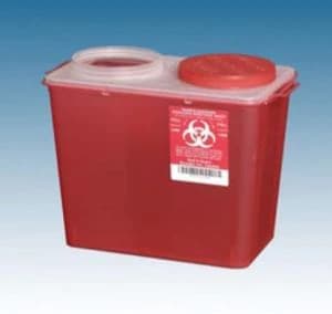 Plasti-Products Big-Mouth Sharps Container, 8 qt, Red, Wide Opening, Disposable, 12 x 11-3/4 x 10-1/4 in - Sharps Cont Big-Mouth - Image 1