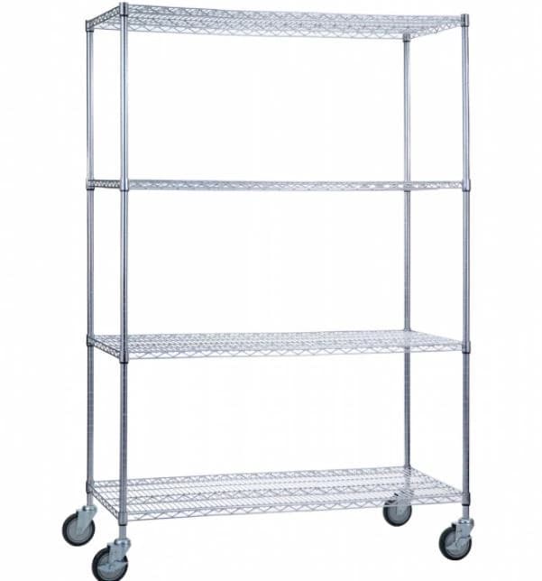 Linen Cart with Wire Shelves, 24" x 48" x 72", R&B Wire Products - Linen Cart w/ Wire Shelves - Image 1