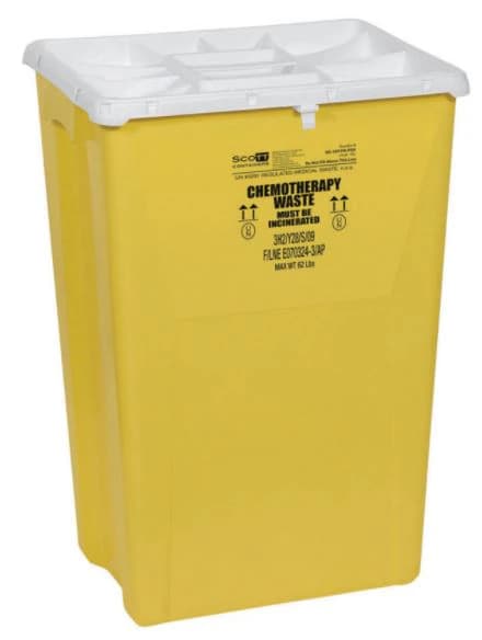 Sharps Waste Container, 18 gal, Yellow, 24.68 x 17.3 x 13 in, Gasket Seal Locking Lid, Plastic, 7/Case - Container Sharps Waste Large - Image 1