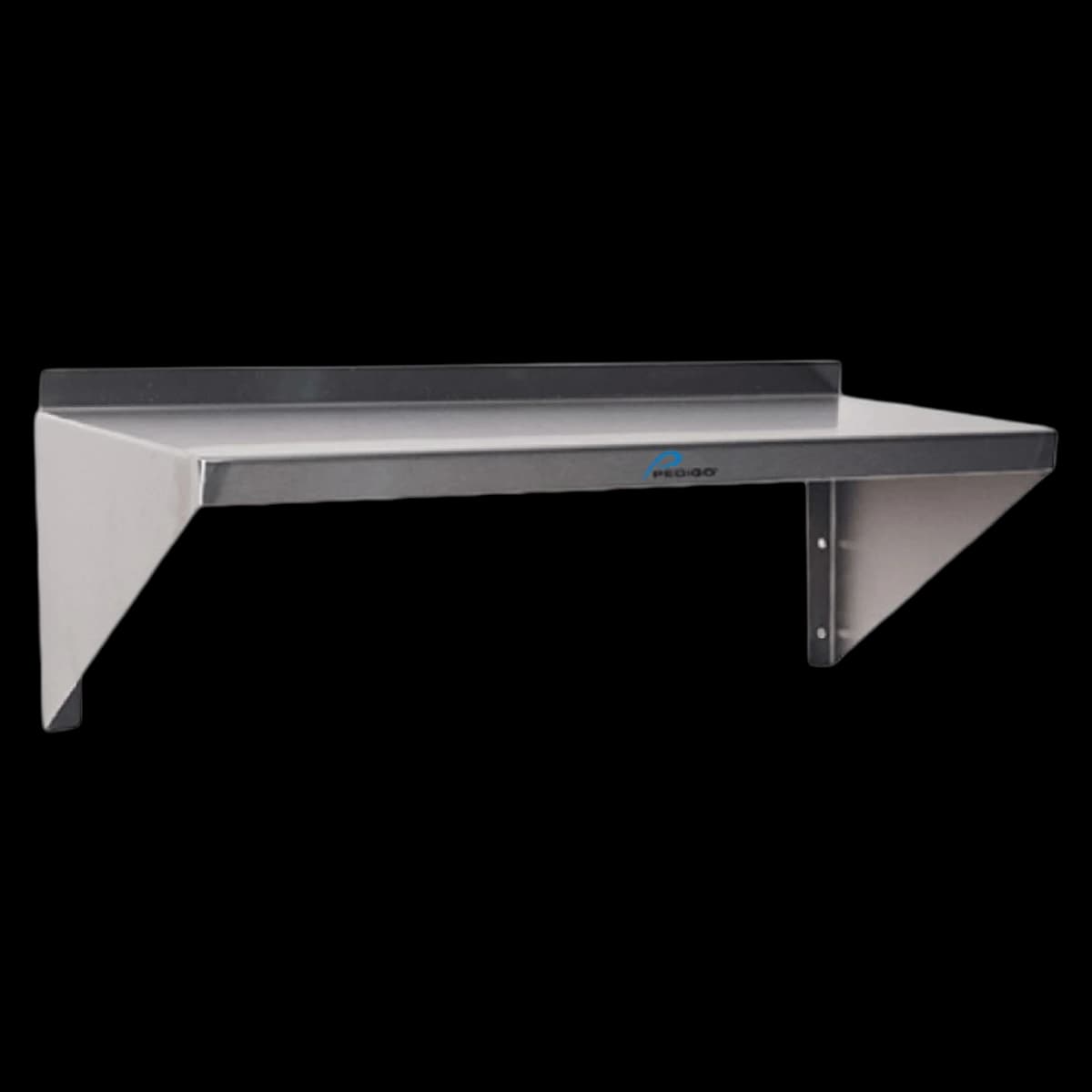 Pedigo Products Wall Mounted Solid Shelf, 8" x 36", Stainless Steel - Shelf Wall Mount 8x36" Solid - Image 1