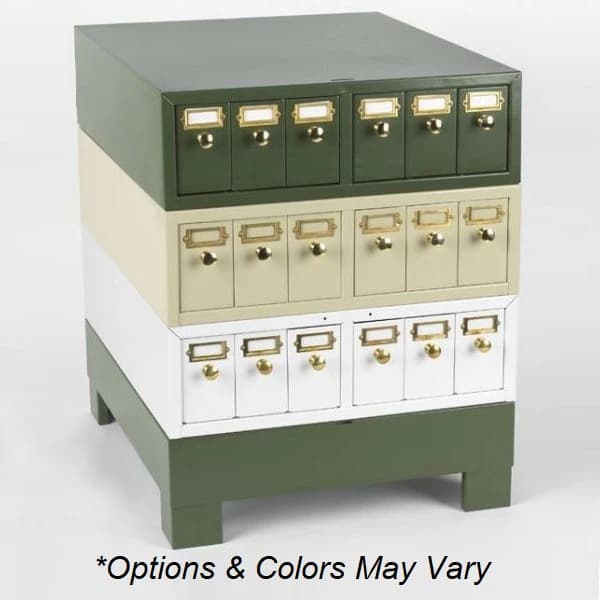 Globe Scientific Slide Storage Cabinet, 6 Drawers, Green, Holds 4500 Slides (1x3"), 477x402x126mm, Metal - Cabinet Slide Storage 6 Drawer - Image 1