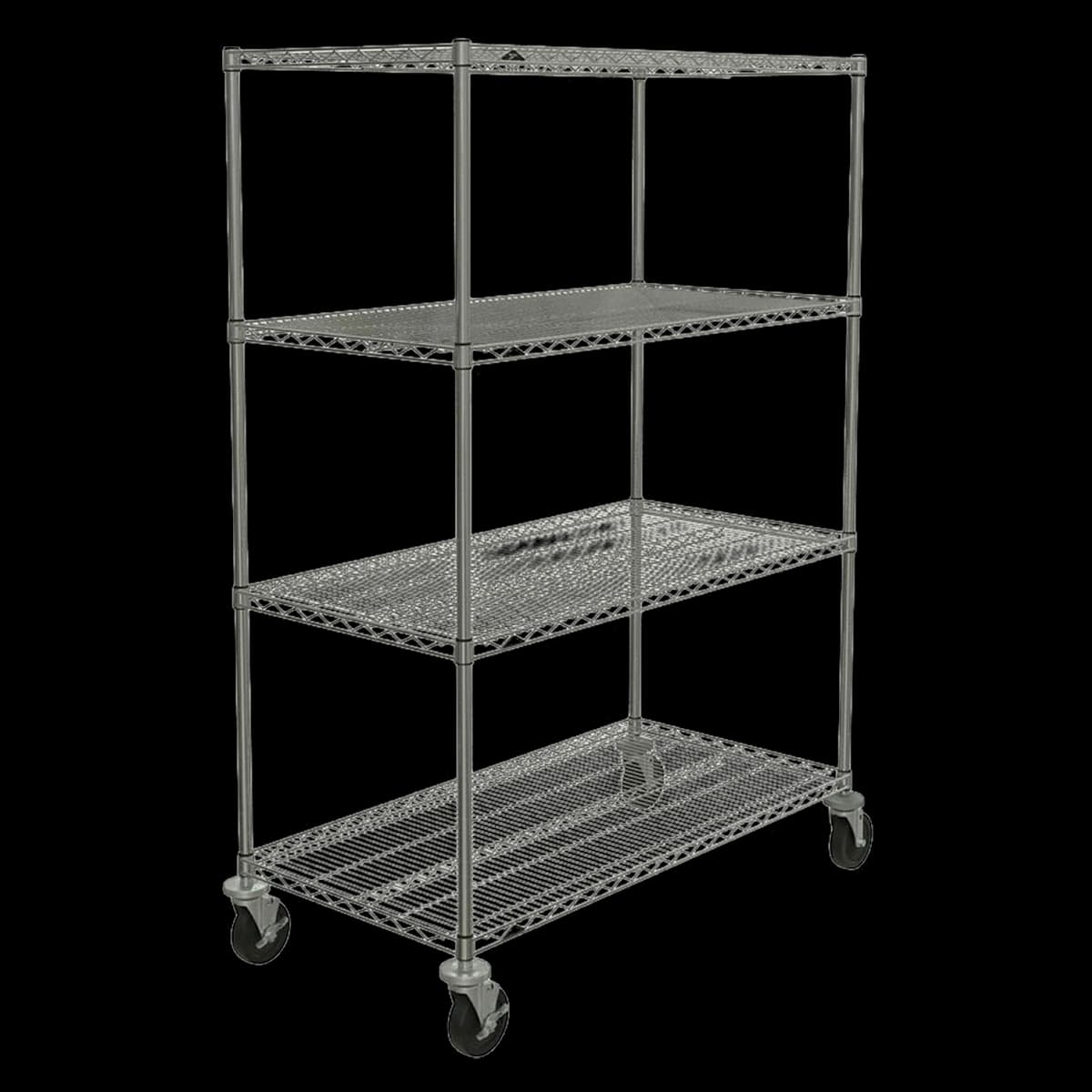 InterMetro Super Erecta Brite Wire Shelving Unit, Chrome, Mobile - Shelving Unit Wire Mobile - Image 1