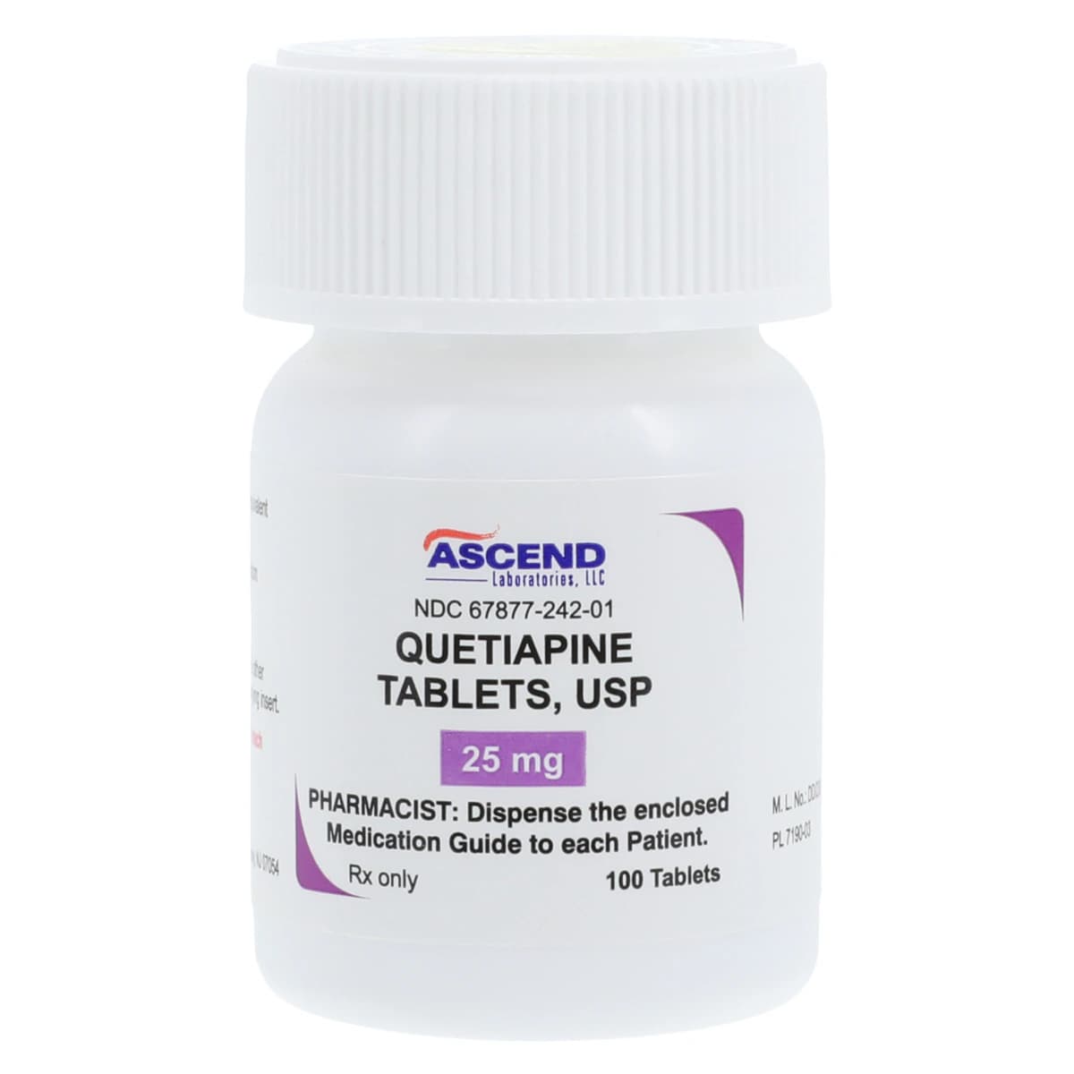 Quetiapine Fumarate Tablets, 25 mg, 100 Tablets per Bottle (Ascend Laboratories) - Quetiapine Fumarate Tablets - Image 1