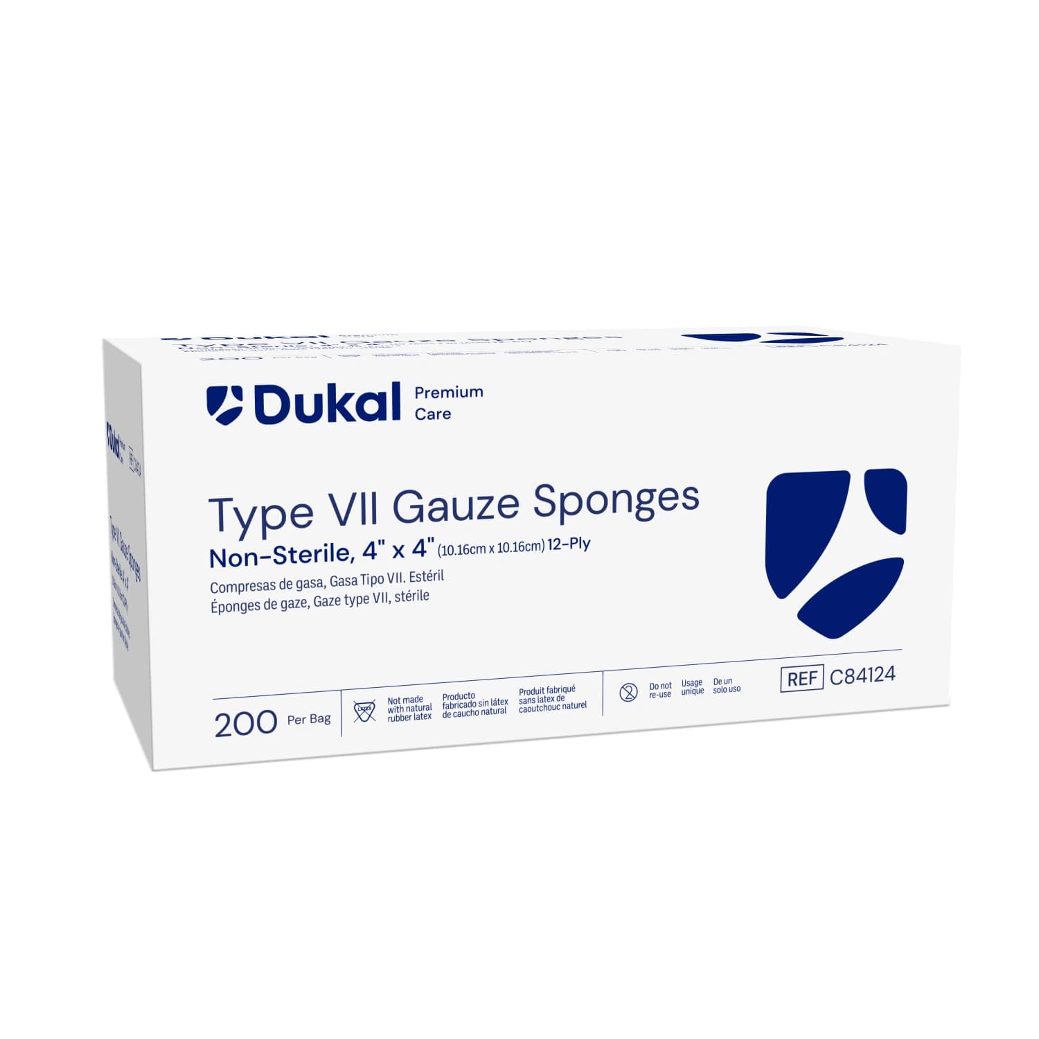 Dukal Premium Care Gauze Sponge, Type VII, 4x4", 12-Ply, Non-Sterile, 100% Woven Cotton, Latex-Free - Gauze Sponge Type VII NS 12Ply - Image 1