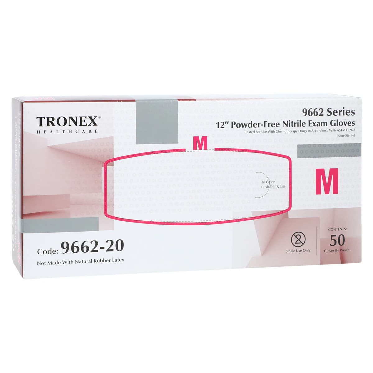 Tronex International Chemo-Rated Nitrile Exam Gloves, Medium, Light Blue, Non-Sterile, 500/Case - Glove Exam Nitrile Chemo-Rated - Image 1