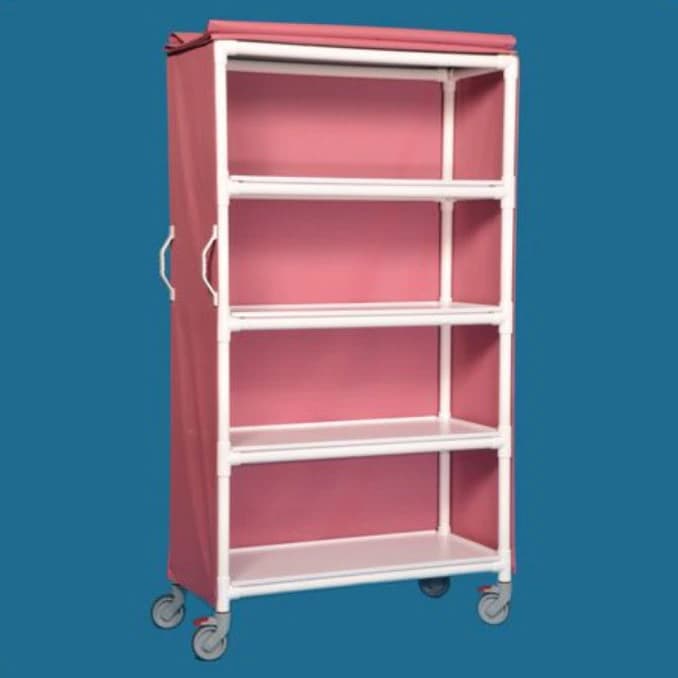 Linen Cart, 4-Shelf, 20" x 50" x 81", with (4) 5" Casters (2 Locking) - Cart Linen 4 Shelf Linen - Image 1