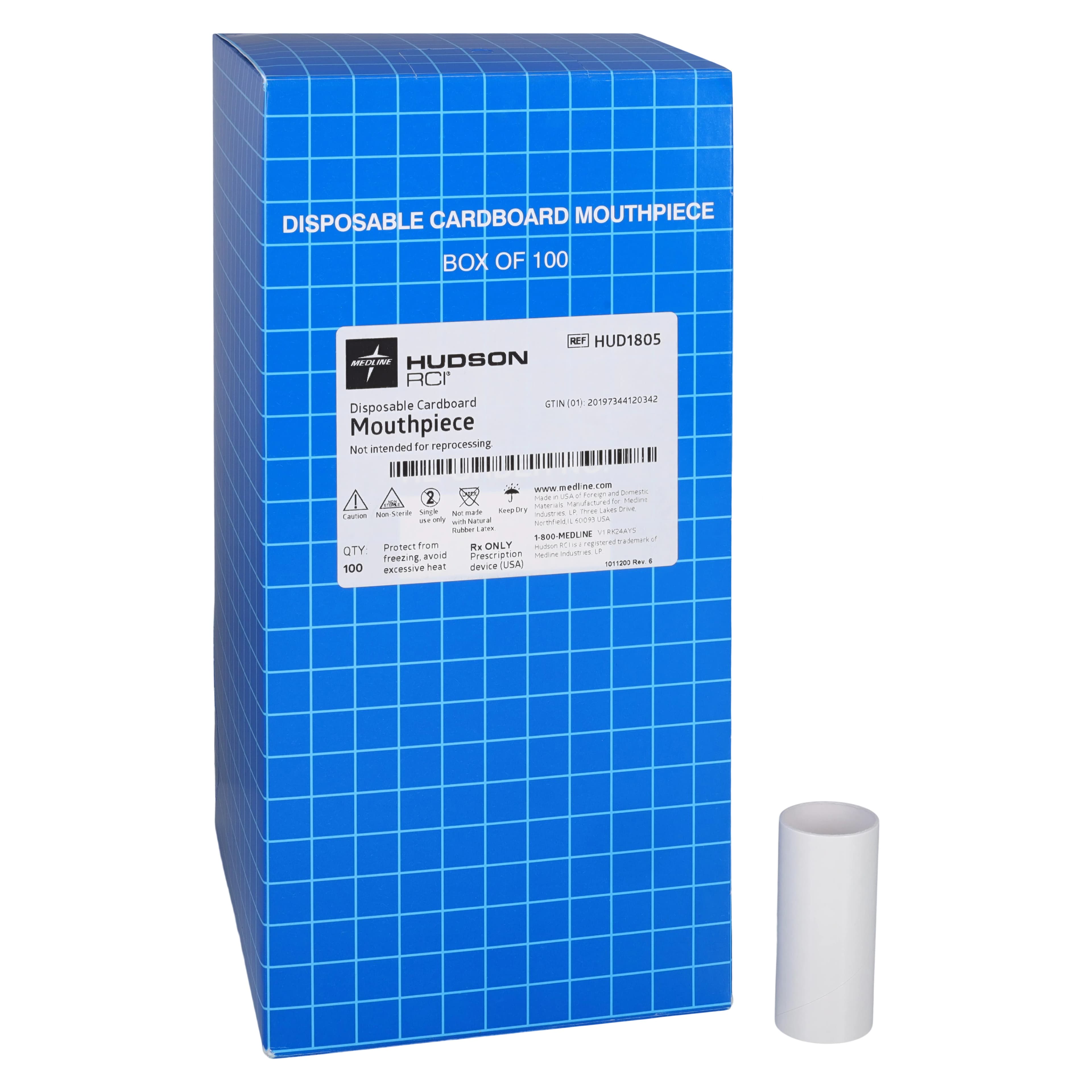 Medline Disposable Cardboard Mouthpiece, 100/Case - Mouthpiece Cardbd Disposable - Image 1