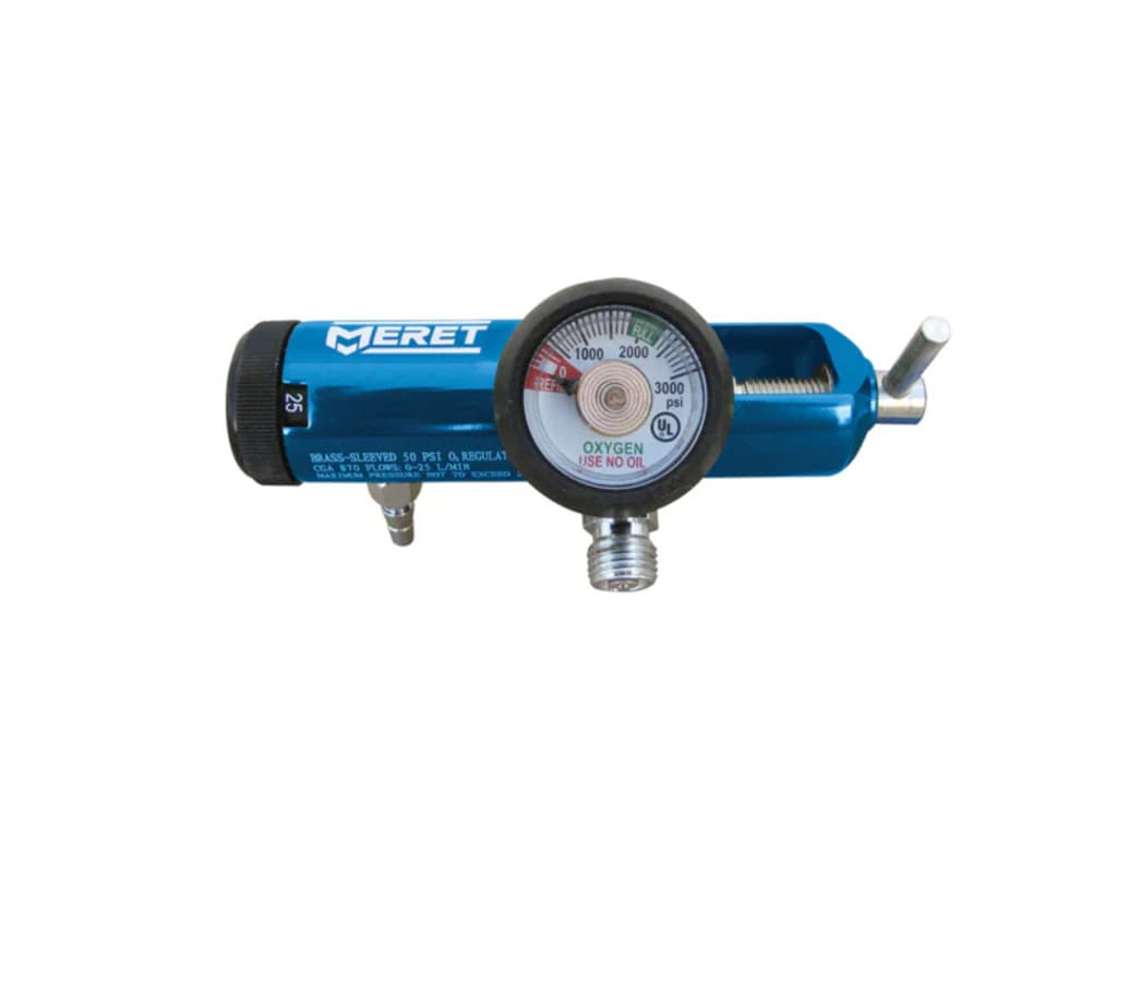Cramer Decker Oxygen Regulator, Aluminum/Brass, 0-25 LPM, Blue Eco 2 - Oxygen Regulatr Blu Eco 2 Diss - Image 1
