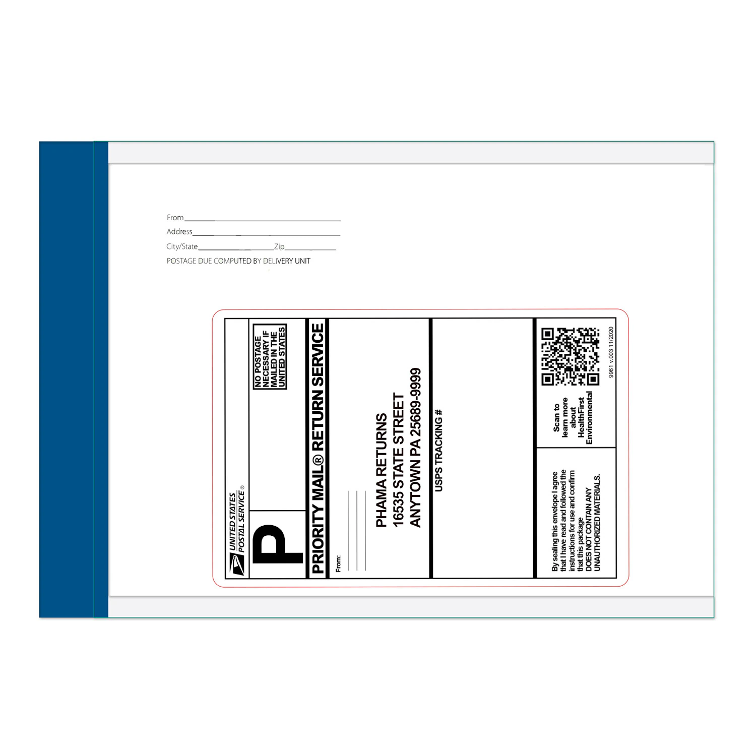 Healthfirst Mail Back Pharma Service Envelope, Pharmaceutical Recovery Service, Each - Mail Back Pharma Service - Image 1