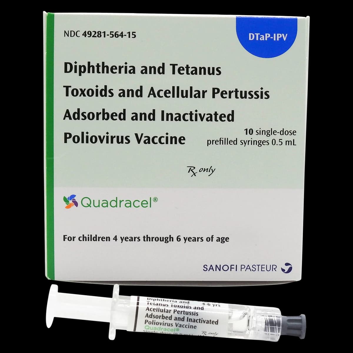 Quadracel DTaP/Polio Injectable, 0.5mL Prefilled Syringe, 10/Box - Quadracel Dtap/Polio Inj PFS - Image 1