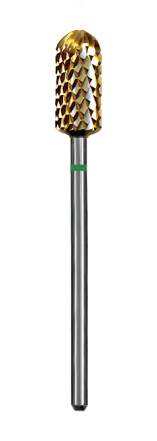 Dedeco Euro Carbide Goldies® Crosscut Carbide Bur, HP, Coarse Crosscut, #G072SG/060, 6.0 mm Diameter, 1/Pkg - Euro Carbide Goldies® Crosscut – HP, Coarse Crosscut - # G072SG, 6.0 mm Diameter - Image 1