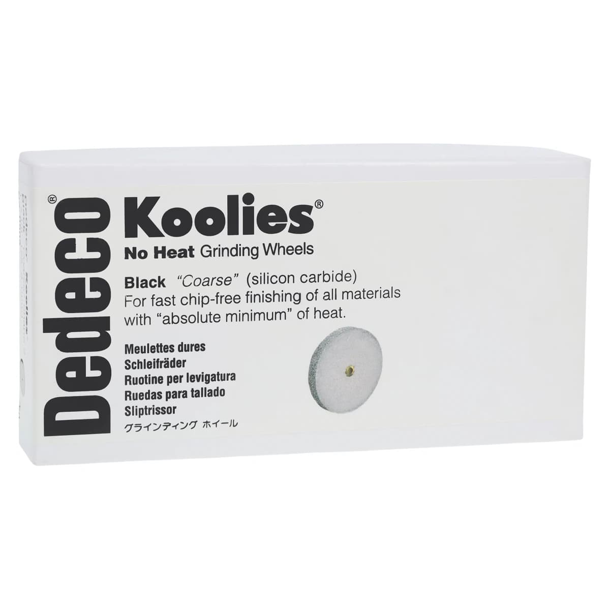 Dedeco Koolies Black #2 Coarse Grinding Wheels, Silicon Carbide, No Heat, 1" x 1/8", 50/Box - Koolies Black Shape-2 1''X1/8'' 50/Bx - Image 1