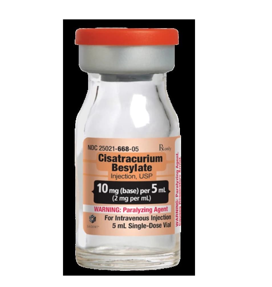 Cisatracurium Besylate Injection, 2 mg/mL, 5 mL Single-Dose Vial, 10/Package - Cisatracurium Bes Inj SDV 5mL - Image 1
