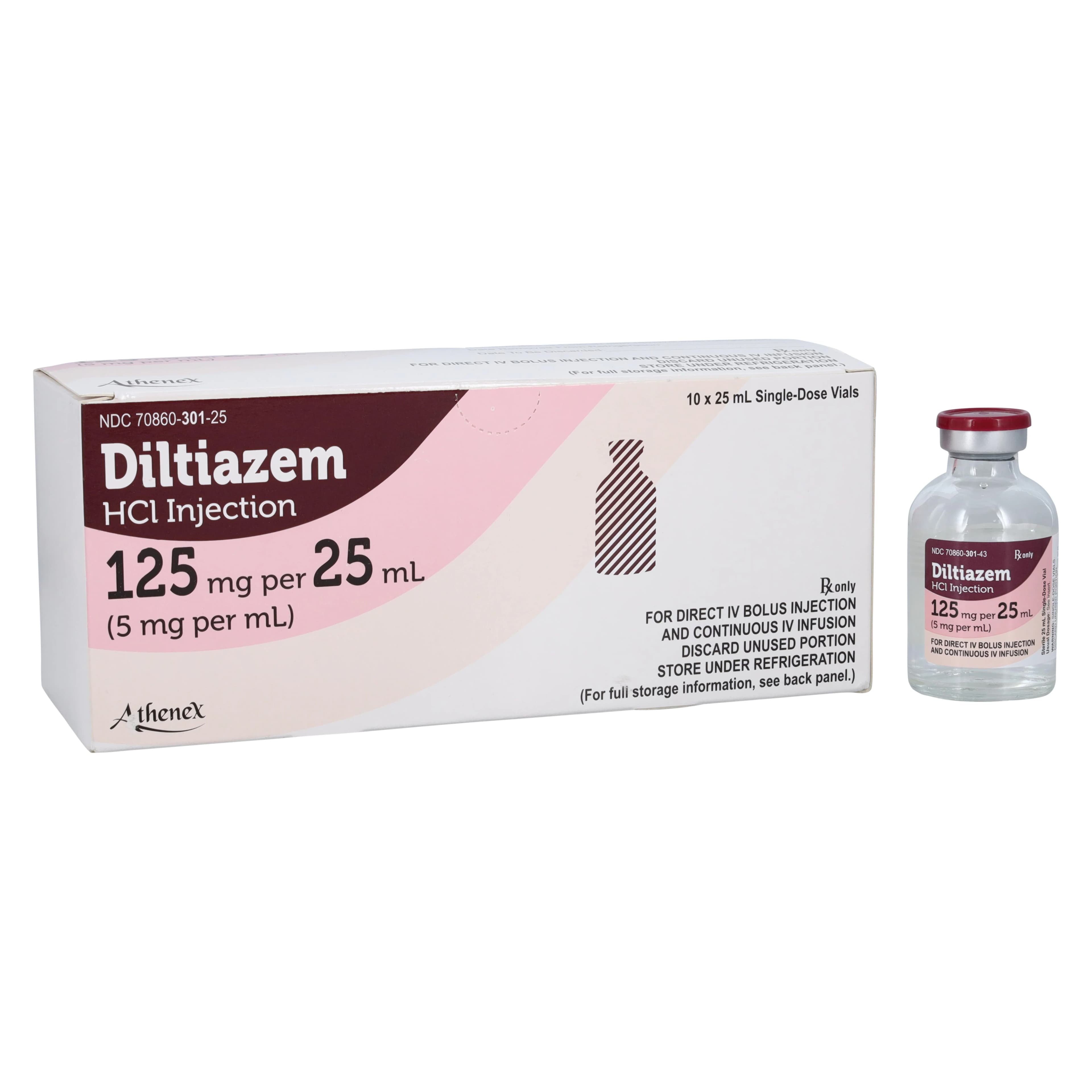Diltiazem HCl Injection, 5 mg/mL, Single-Dose Vial, 25 mL, 10/Package - Diltiazem HCl Inj SDV 25mL - Image 1
