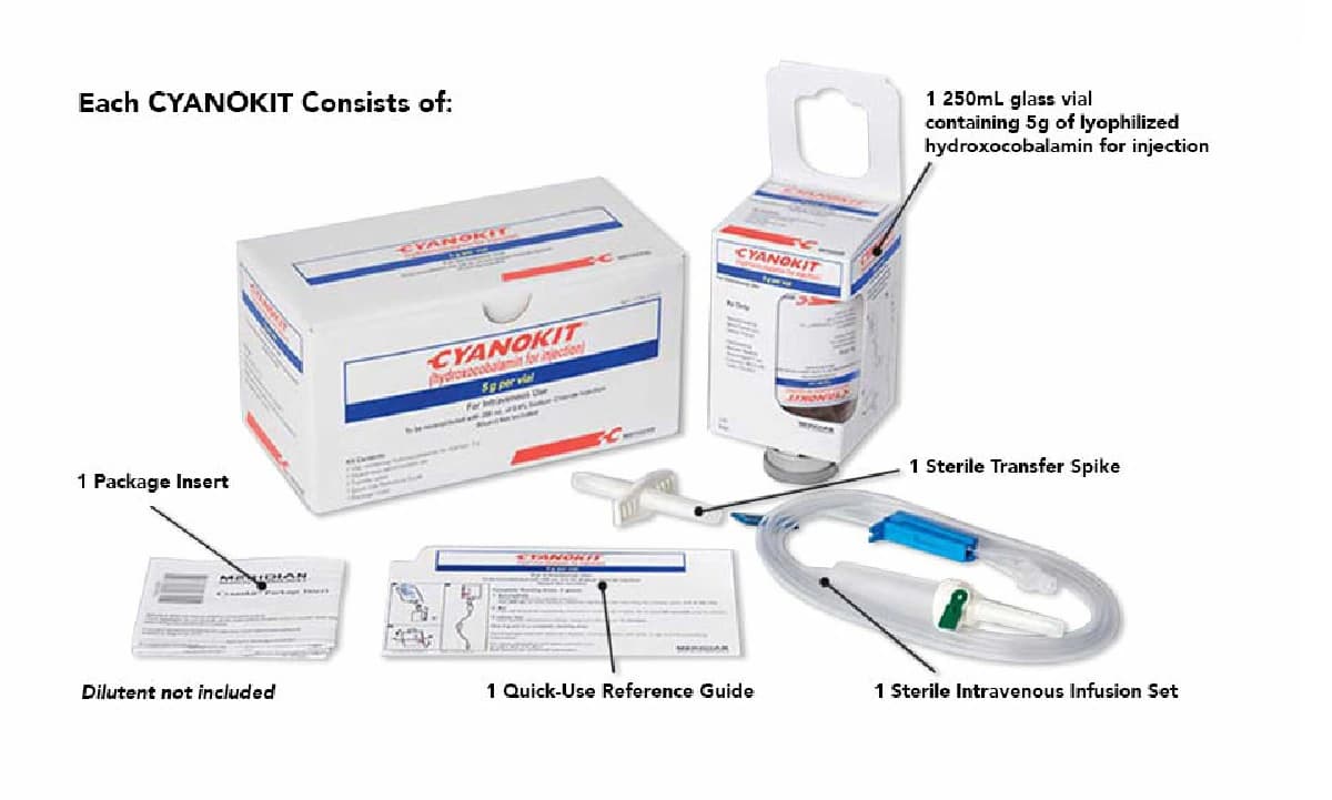 Cyanokit (hydroxocobalamin) Cyanide Antidote Kit, 5 g Injection, 250 mL, Each - Cyanokit Cyanide Antidote - Image 1