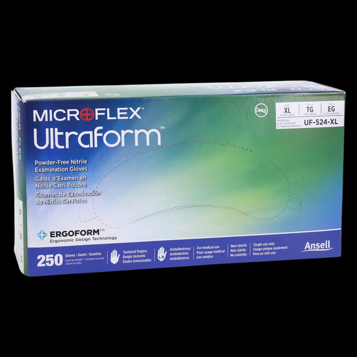 Microflex Ultraform Nitrile Exam Gloves, Powder Free, Non-Sterile, Medium/Large, Cobalt Blue, Textured Fingertips, 300/Box, UF-524-M/L - Ultraform Nitrile Gloves, Medium/Large, Cobalt Blue, 300/Box, UF-524-M/L - Image 1