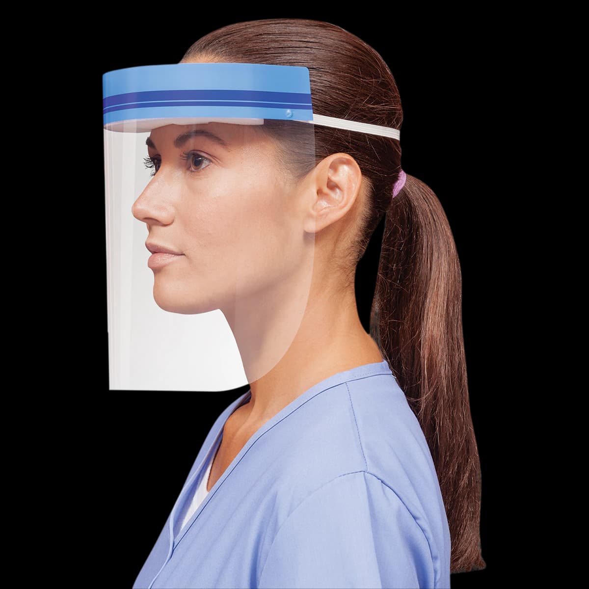 Crosstex Full-Length 9" Clear Face Shield with Elastic Headband, Anti-Fog, 72/Box, GCSS9B - Face Shield Clear 9" with Elastic Headband Box of 72 - Image 1