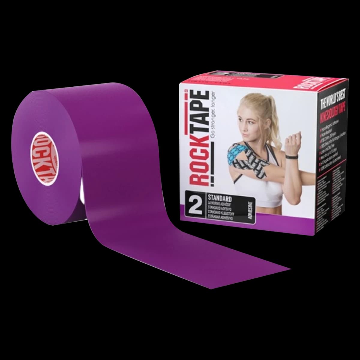 RockTape Kinesiology Tape, 97% Cotton/3% Nylon, 2" x 16.4', Purple, Each - Tape Knslgy Rocktape Purple - Image 1