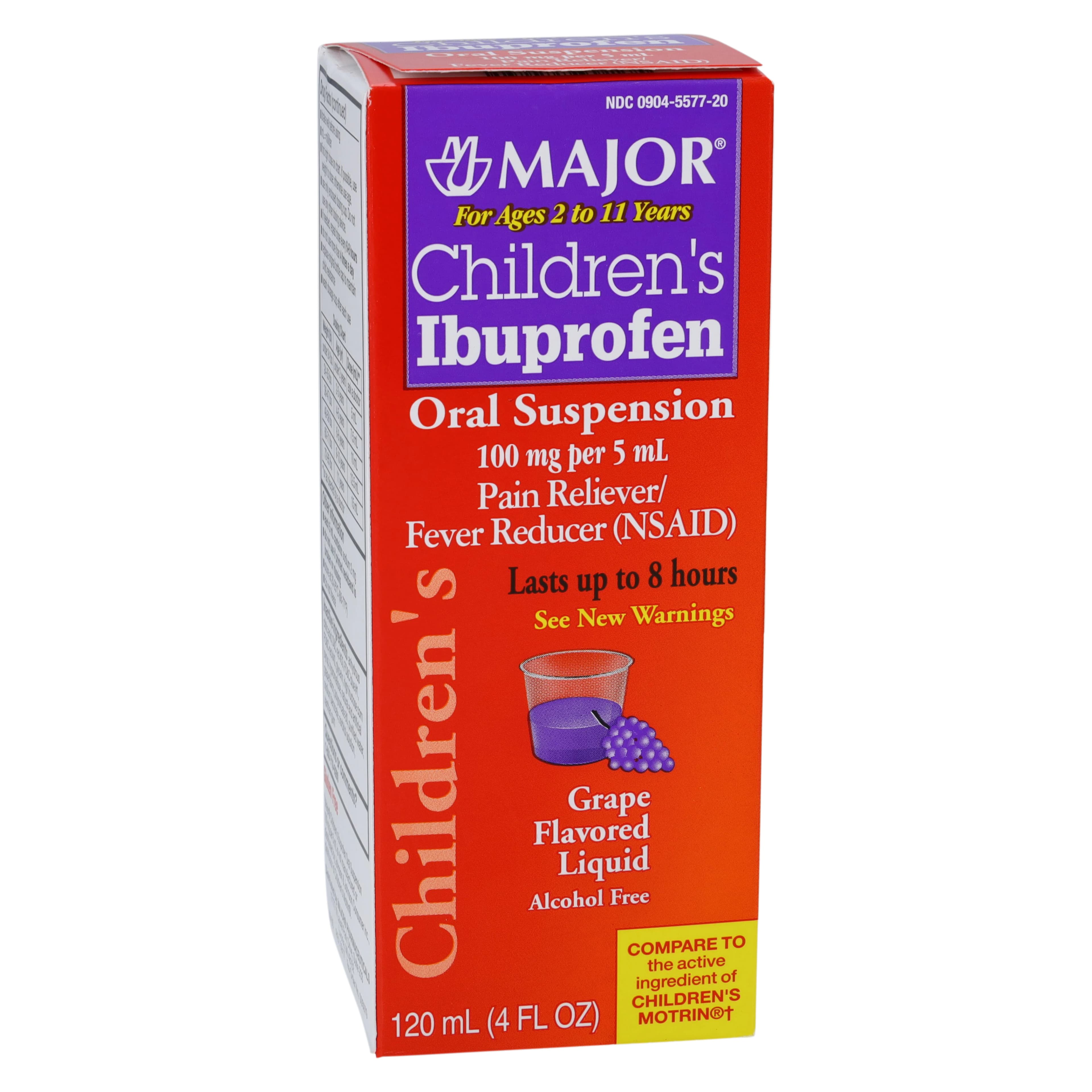 Ibuprofen Children's Oral Suspension, 100mg/5mL, Grape Flavor, 4 oz Bottle - Ibuprofen Child Susp Grape - Image 1