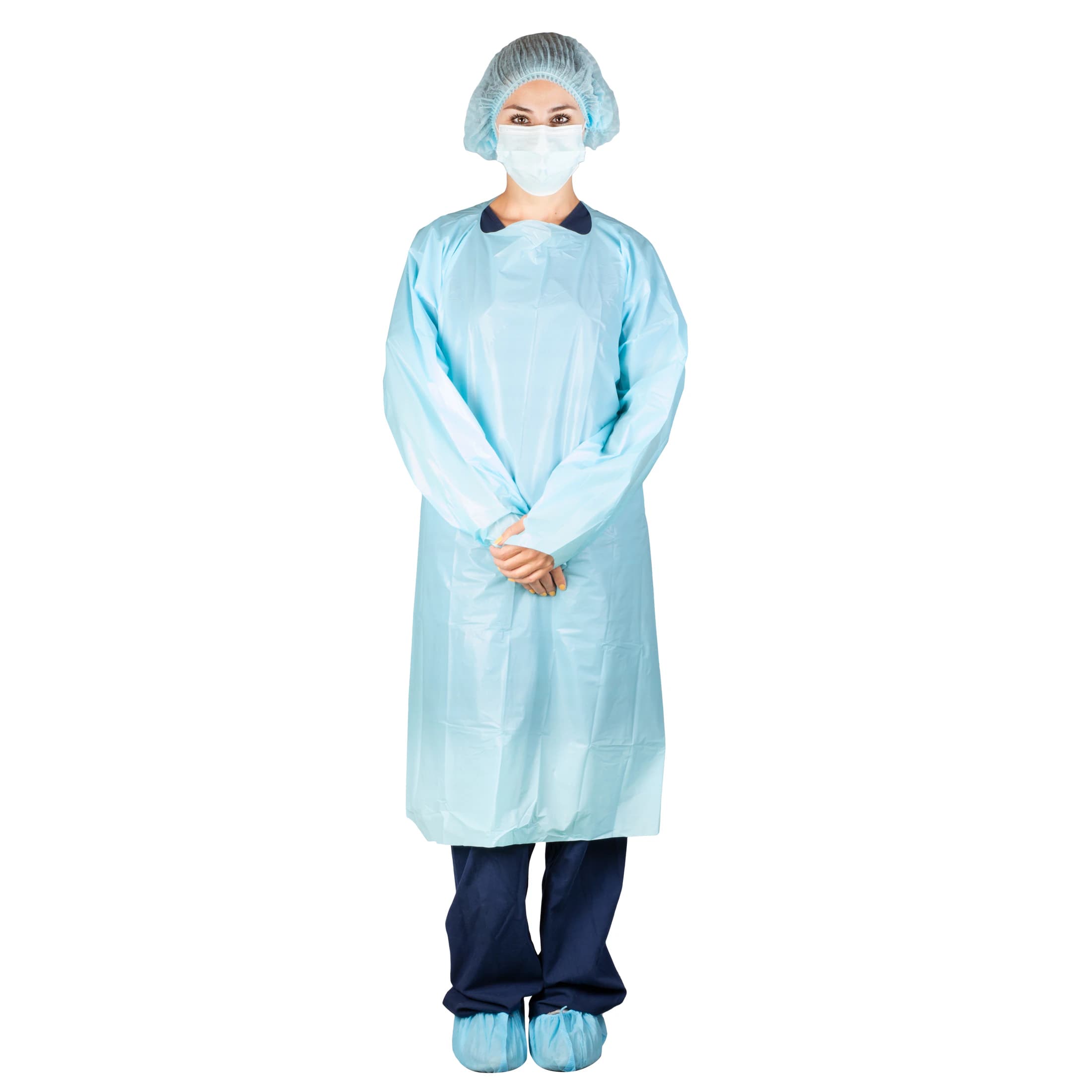 Dukal CPE Isolation Gown, AAMI Level 2, X-Large, Blue, Knee Length, Non-Sterile, 75/Case - CPE Isolation Gown - Image 1