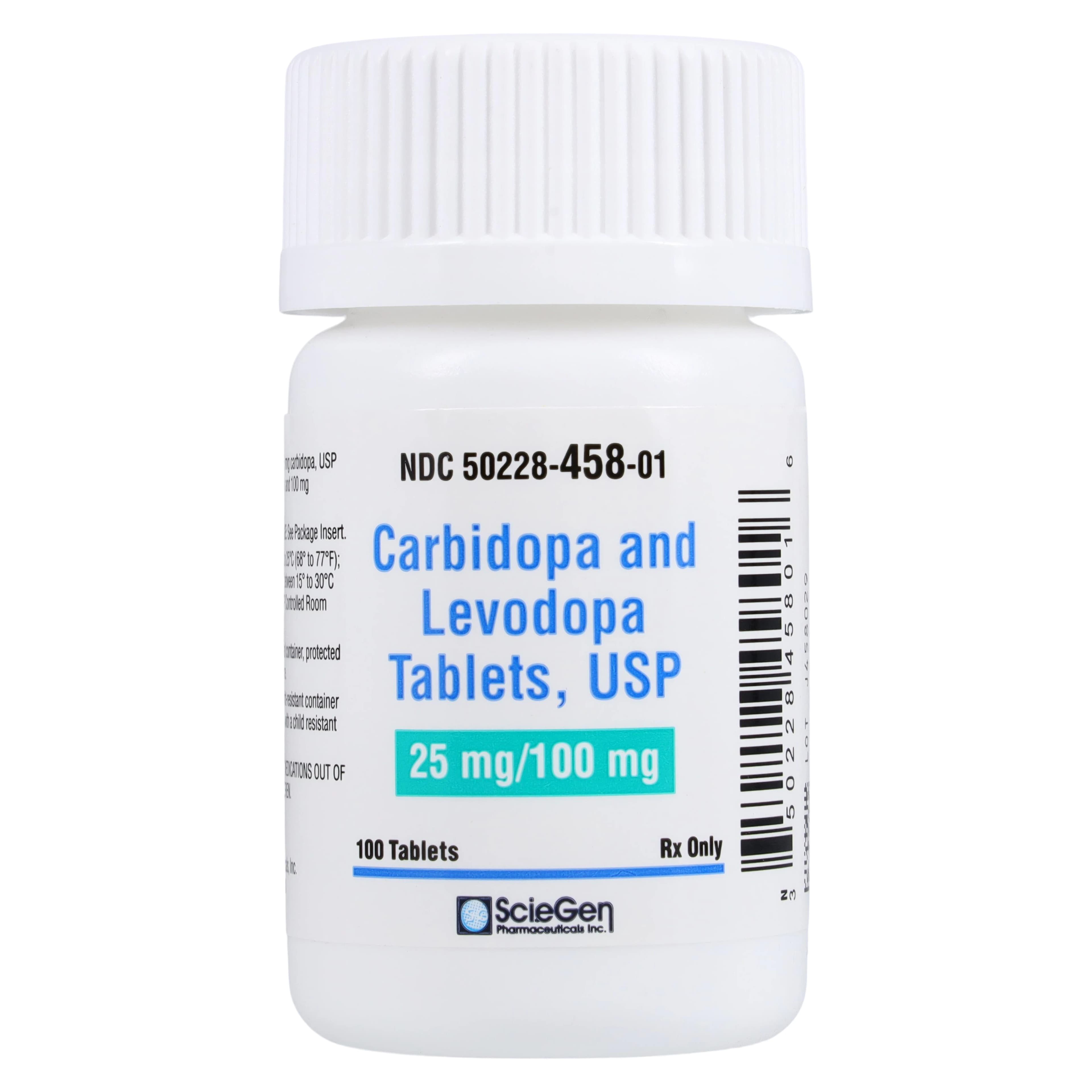 Carbidopa/Levodopa Tablets 25/100mg, 100 Count Bottle (Sciegen Pharmaceuticals) - Carbidopa/Levodopa Tablets - Image 1