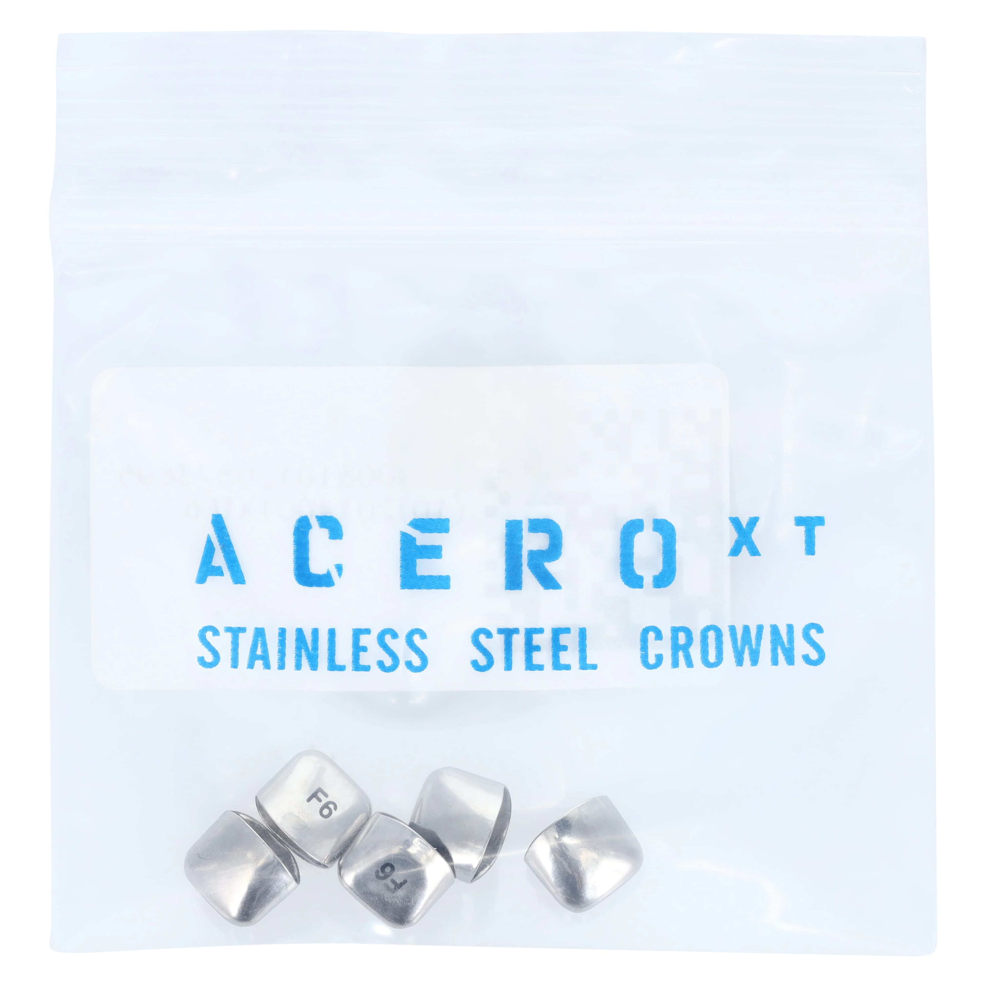 Acero XT Stainless Steel Primary Anterior Crown, Upper Left Central, Size 6, 5/Pack, XT F6 - Acero Crowns XT Anterior Upper Left Central Size 6 Pack of 5 - Image 1