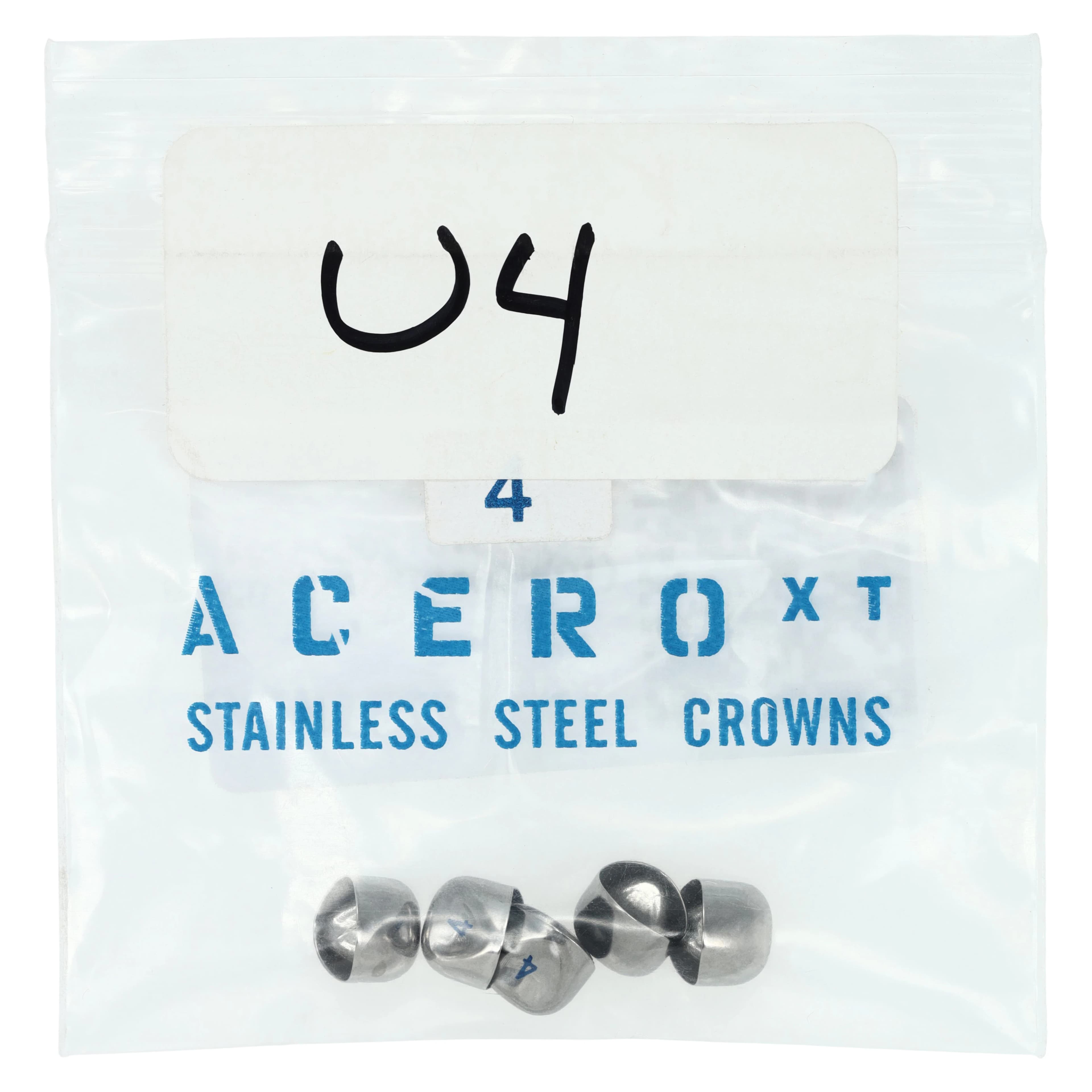 Acero XT Stainless Steel Primary Anterior Crown, Upper Canine, Size 4, 5/Pack, XT U4 - Acero Crowns XT Anterior Upper Canine Size 4 Pack of 5 - Image 1