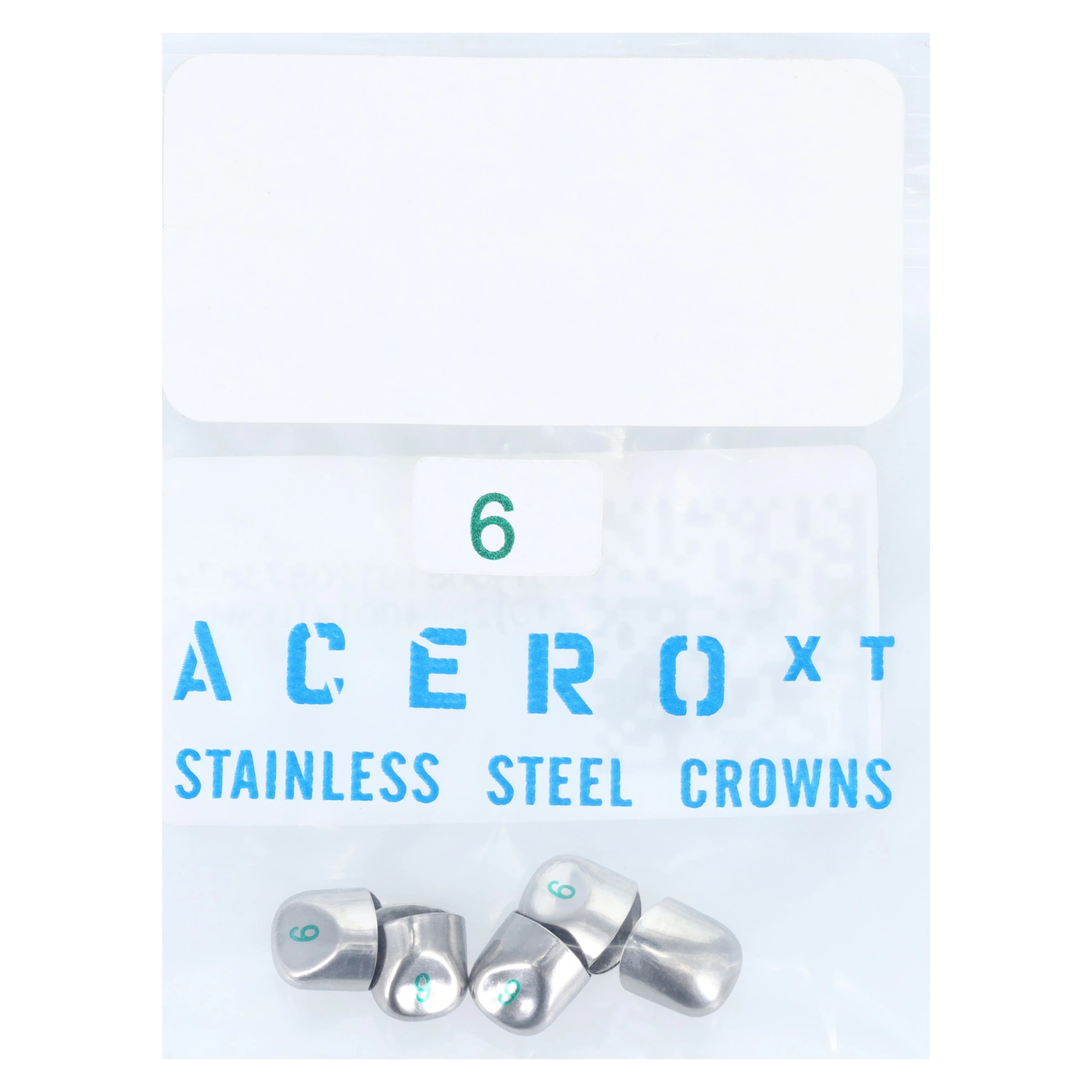 Acero XT Stainless Steel Primary Anterior Crown, Lower Canine, Size 6, 5/Pack (XT LOW6) - Acero Crowns XT Anterior Lower Canine Size 6 Pack of 5 - Image 1