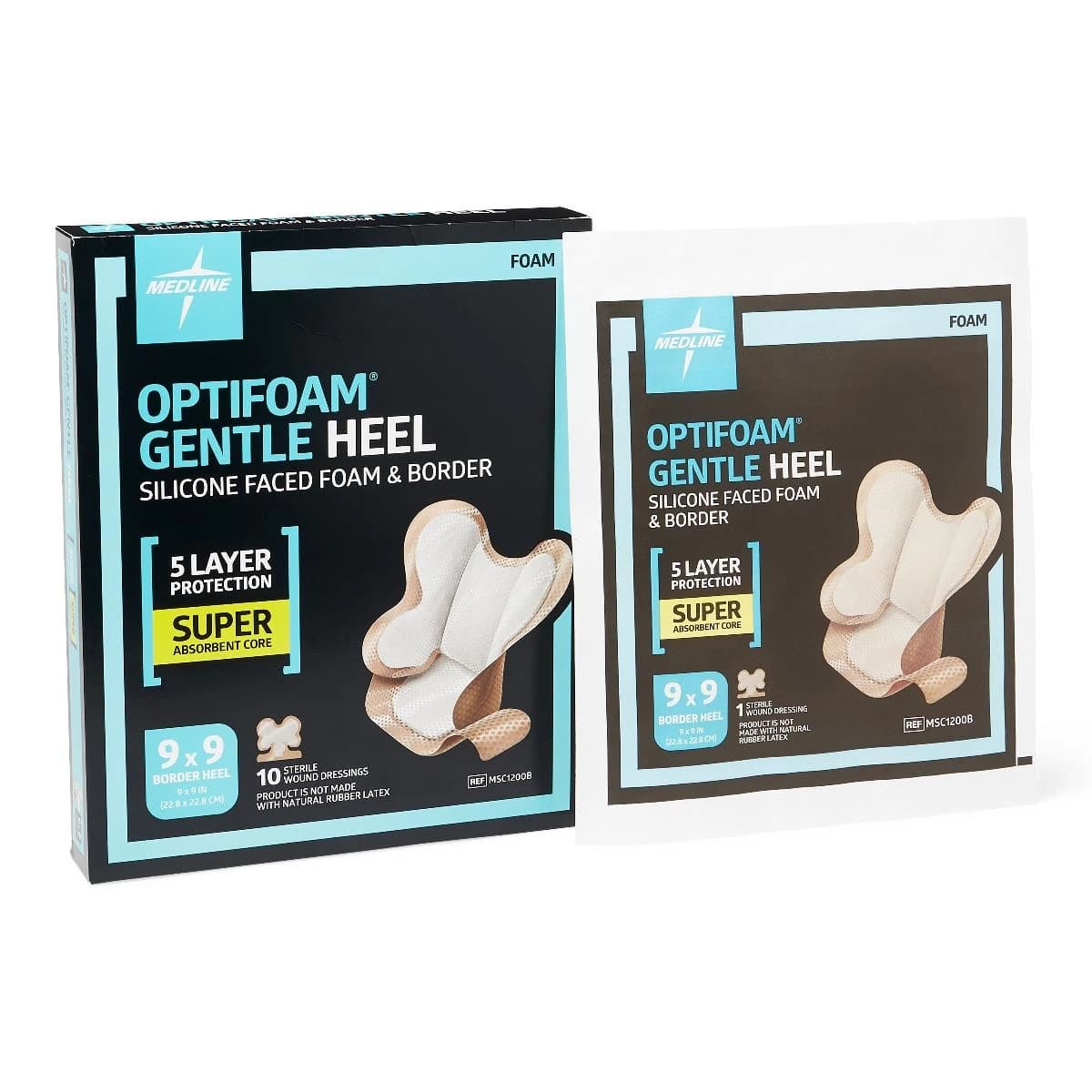 Medline Optifoam Gentle Silicone Foam Wound Dressing, Adhesive, 9" x 9" - Dressing Wound Optifoam Gntle - Image 1