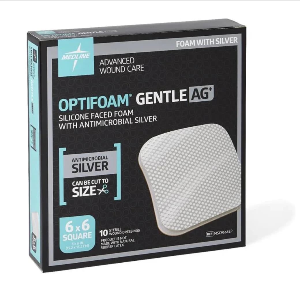 Medline Optifoam Gentle Silicone Foam Wound Dressing, 6" x 6", Sterile, Square, Latex-Free - Dressing Wound Optifoam Gentle - Image 1