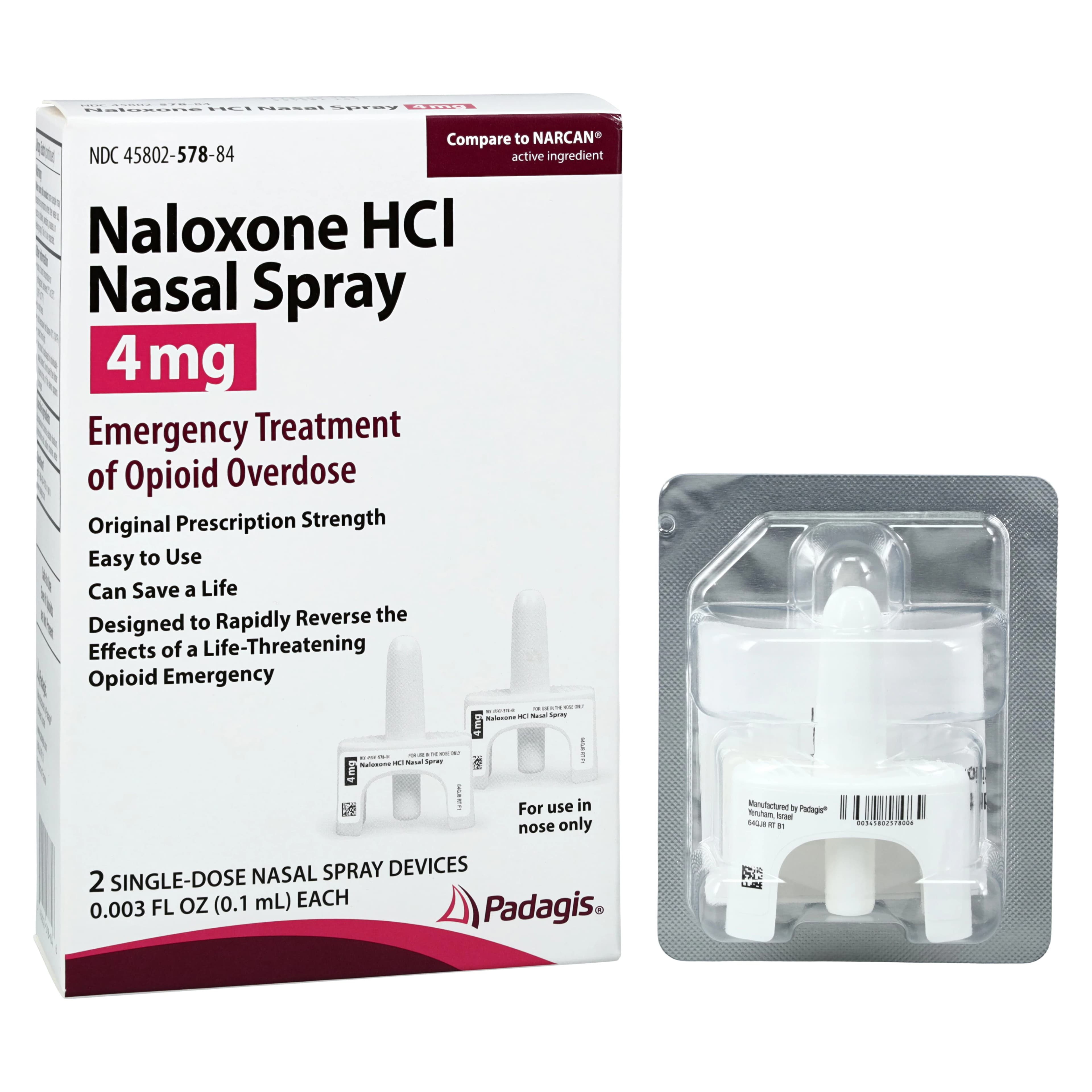 Naloxone HCl Nasal Spray OTC, 4mg/0.1mL, 2/Box - Naloxone HCl Nasal Spray OTC - Image 1