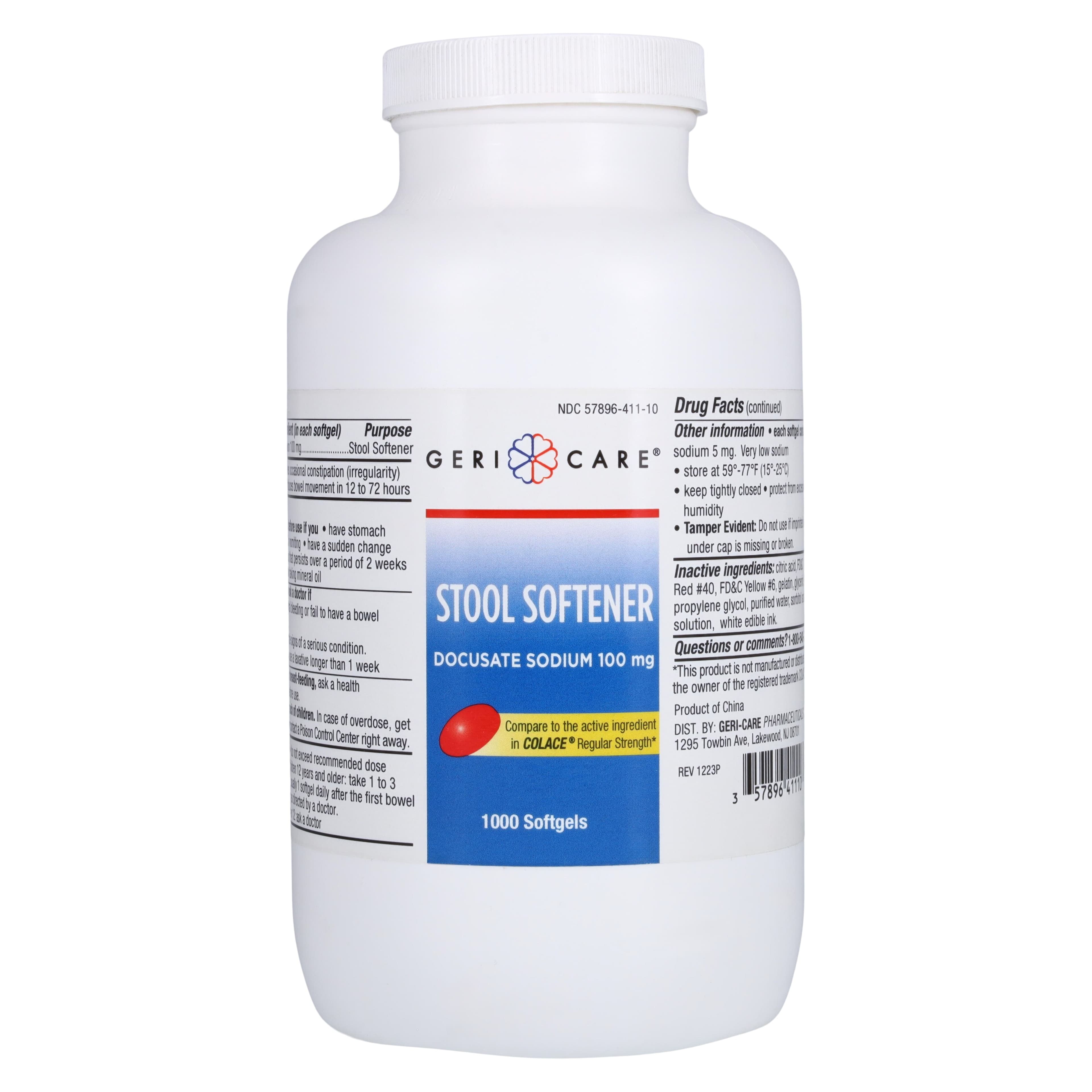 Geri-Care Docusate Sodium Softgels, 100mg, 1000/Bottle - Docusate Sodium Softgels - Image 1