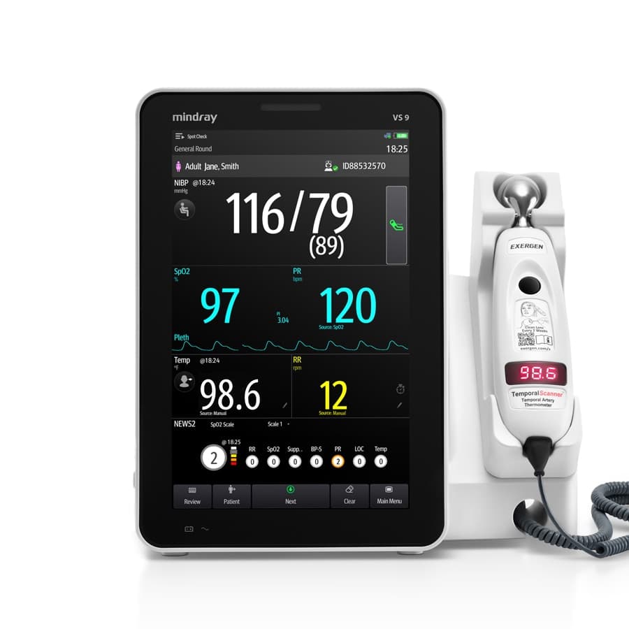 Mindray VS9 Vital Signs Monitor with NIBP, Masimo SpO2, and Exergen Temporal Temperature - VS9 Vital Signs Monitor Non-invasive Blood Pressure and Pulse Rate Masimo SpO2 Exergen Temporal Temp - Image 1
