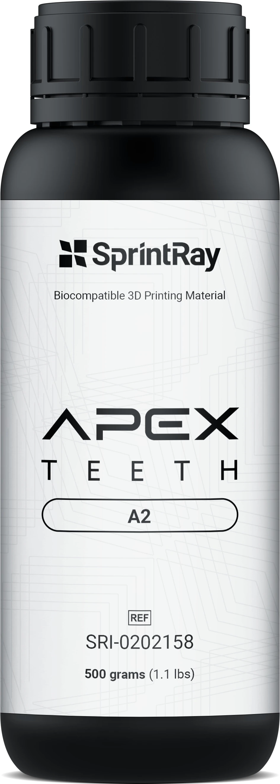 SprintRay APEX Teeth 3D Printing Resin, Shade A2, 500g Bottle - APEX Teeth - A2 - 500g - Image 1