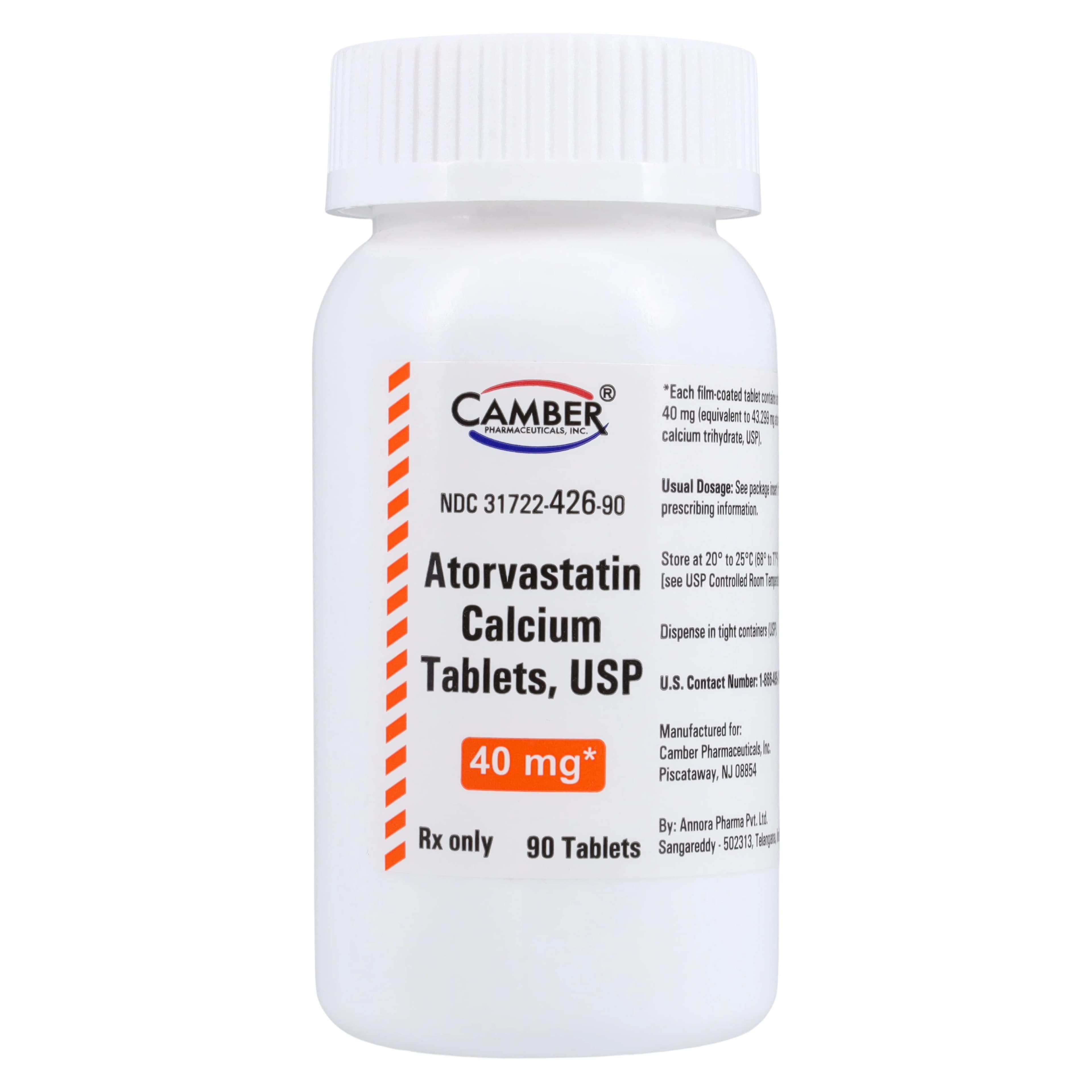 Atorvastatin Calcium Tablets, 40mg, 90/Bottle, Camber Pharmaceuticals - Atorvastatin Calcium Tablets - Image 1