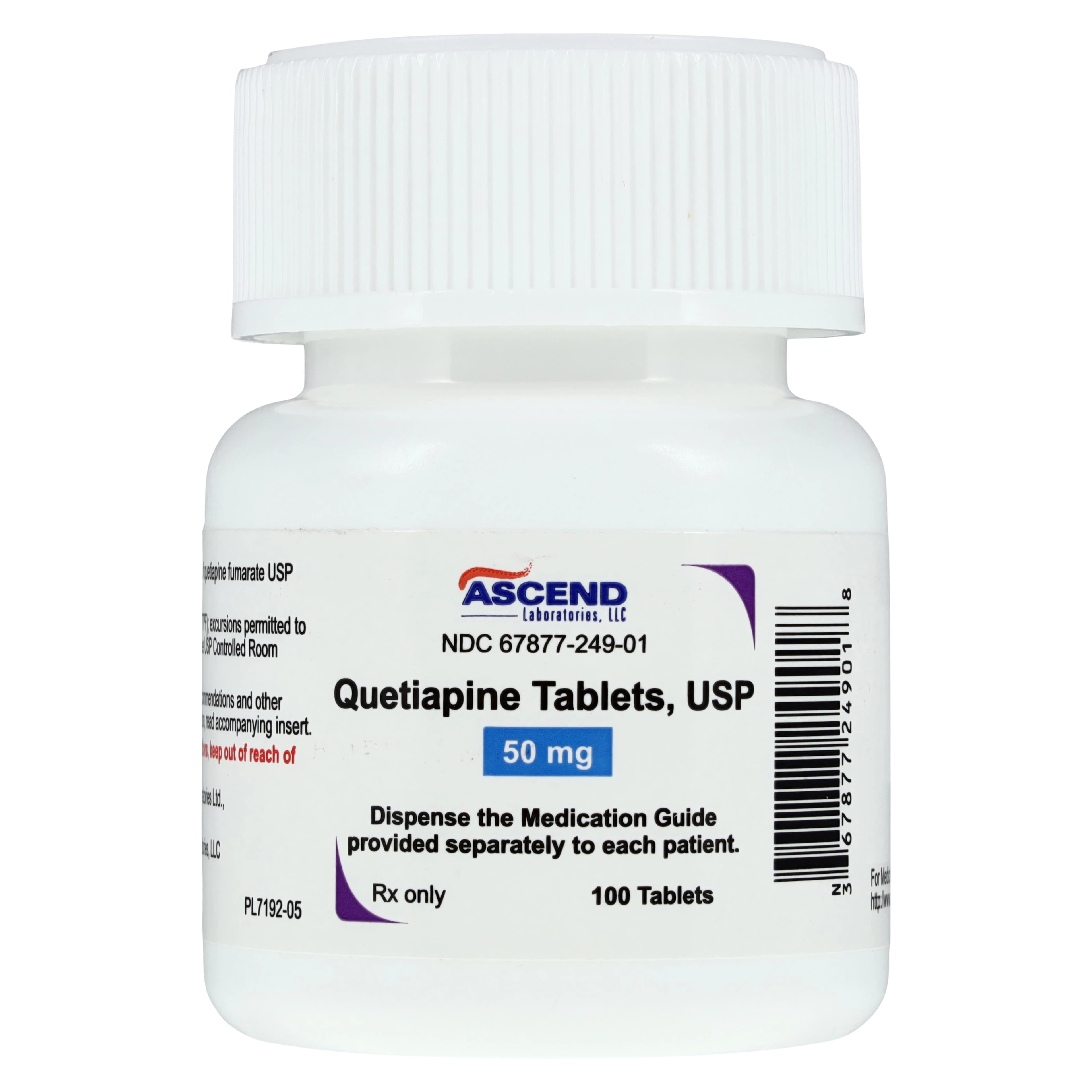 Quetiapine Fumarate Tablets 50mg, 100 Count Bottle (Ascend Laboratories) - Quetiapine Fumarate Tablets - Image 1