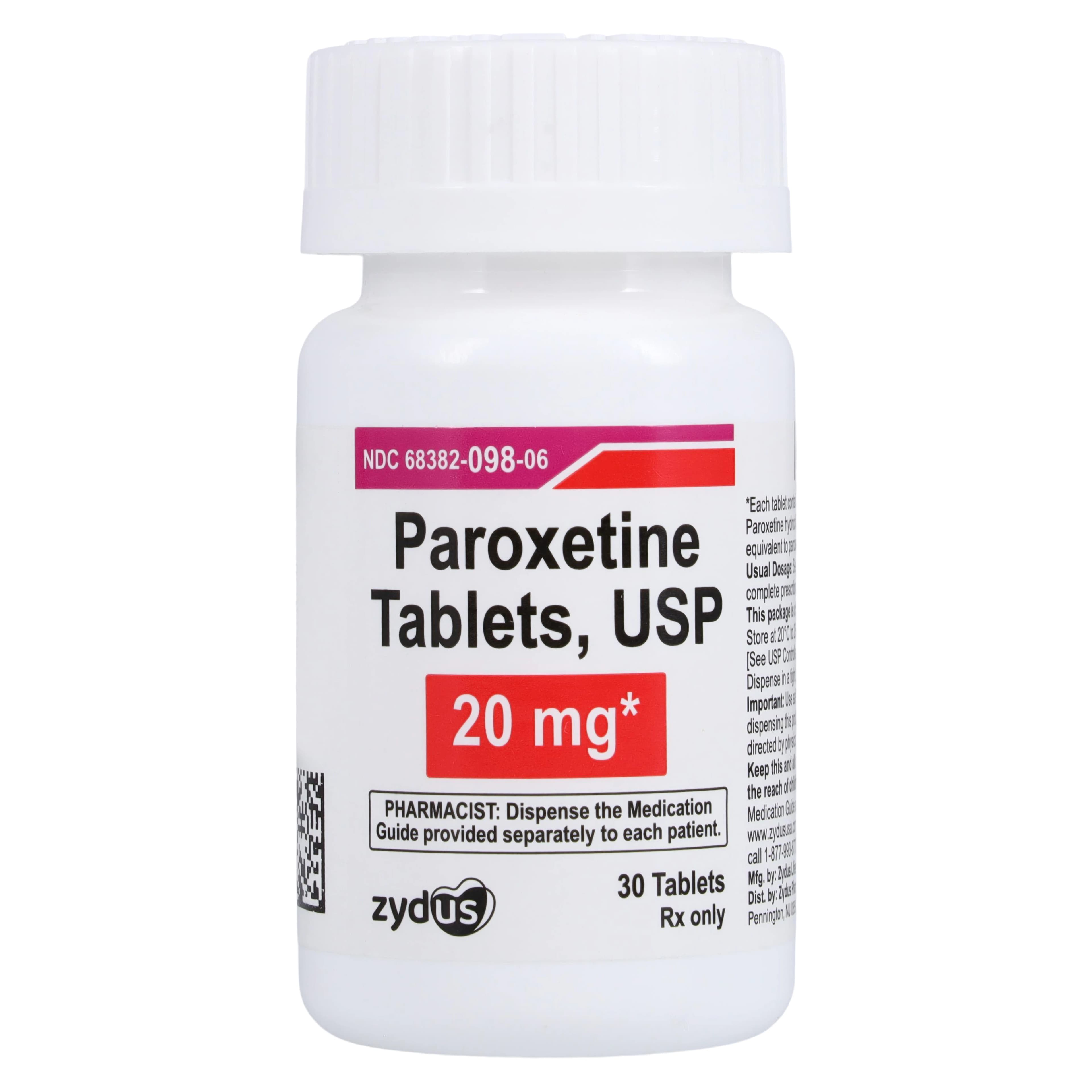 Paroxetine HCl Tablets, 20mg, 30/Bottle, Zydus Pharmaceuticals - Paroxetine HCl Tablets - Image 1