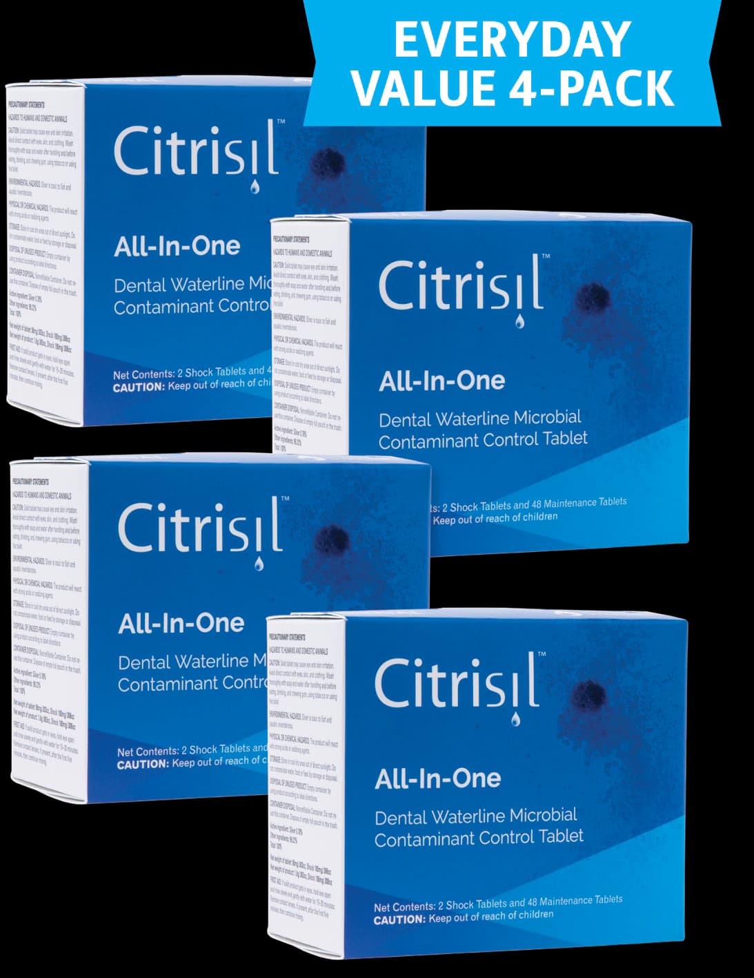 Citrisil White All-In-One Waterline Maintenance Tablets, 0.7-1 Liter Bottles, Value Pack of 4 (4 x 48 Tablets), C50-W-VAL4 - Citrisil® White All-In-One (1 Liter) Waterline Maintenance Tablets Value Pack/4 - Image 1