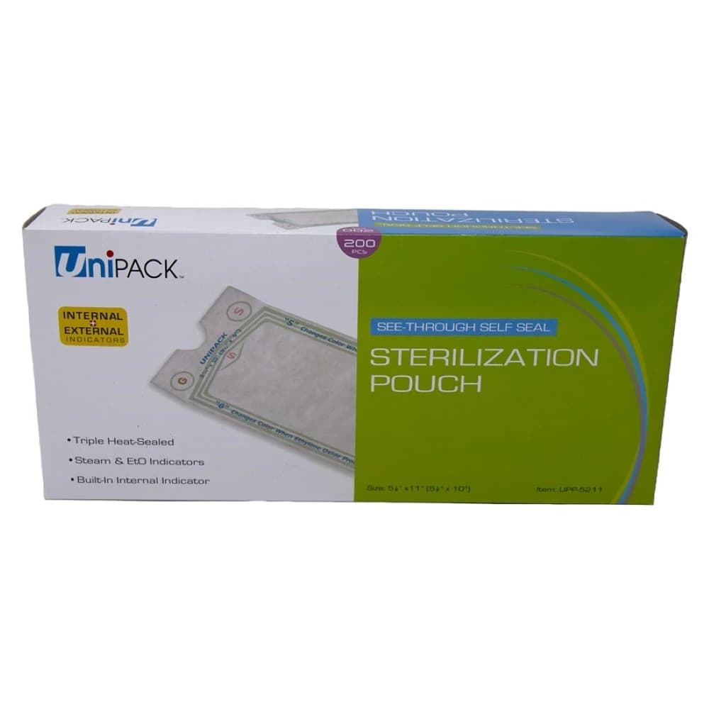 Dukal Unipack Sterilization Autoclave Pouches, Blue Tint, 5.25" x 11", 200/Box - Autoclave Pouch - Image 1