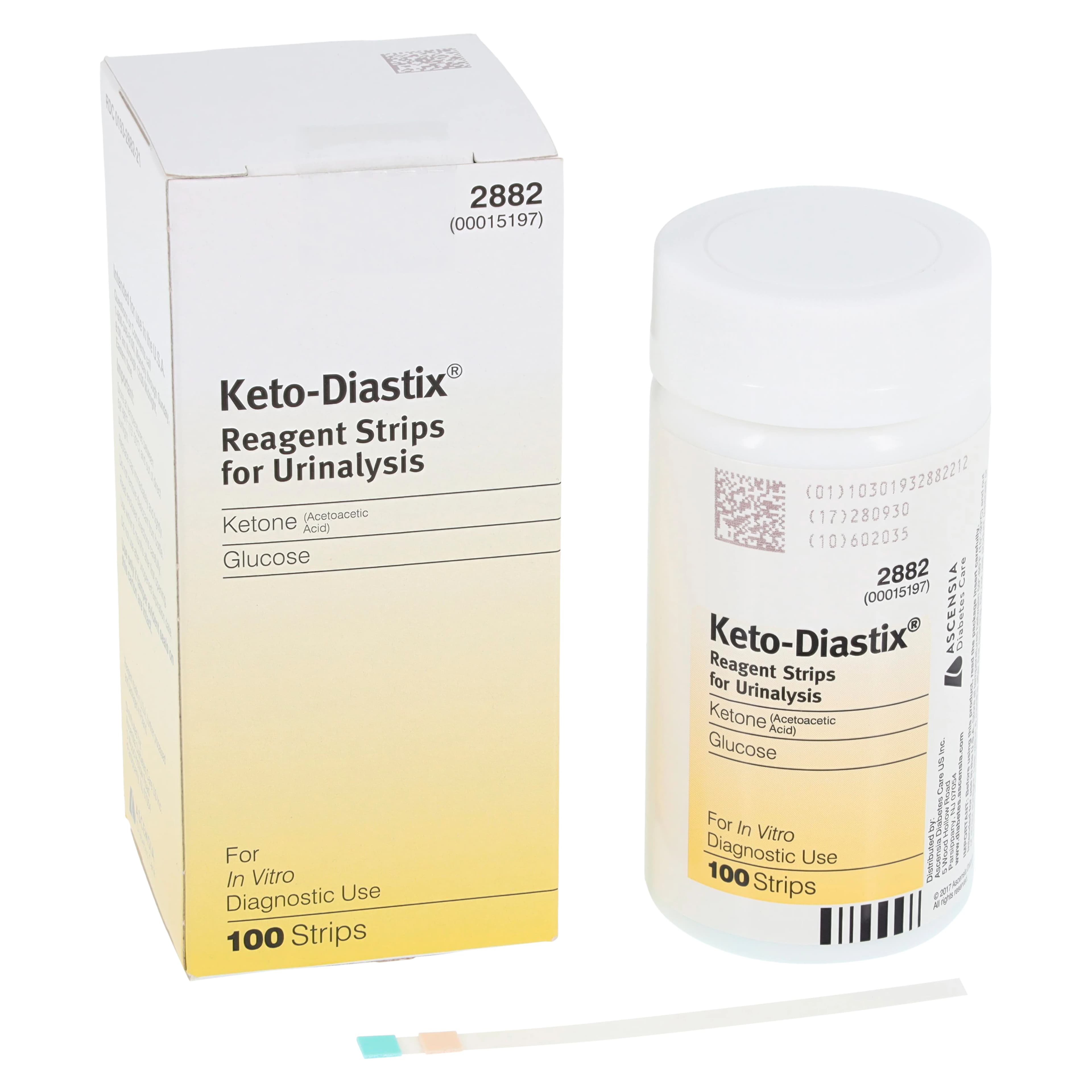 Keto-Diastix Glucose/Ketone Urinalysis Test Strips, 100/Box - Keto Diastix Strips - Image 1