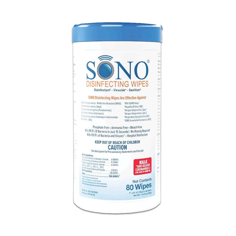Sono Disinfecting Wipes, 7" x 8", 80 Wipes per Canister, Case of 6 (480 Wipes) - Sono Disinfecting Wipes 80-Count Canister Case of 6 - Image 1