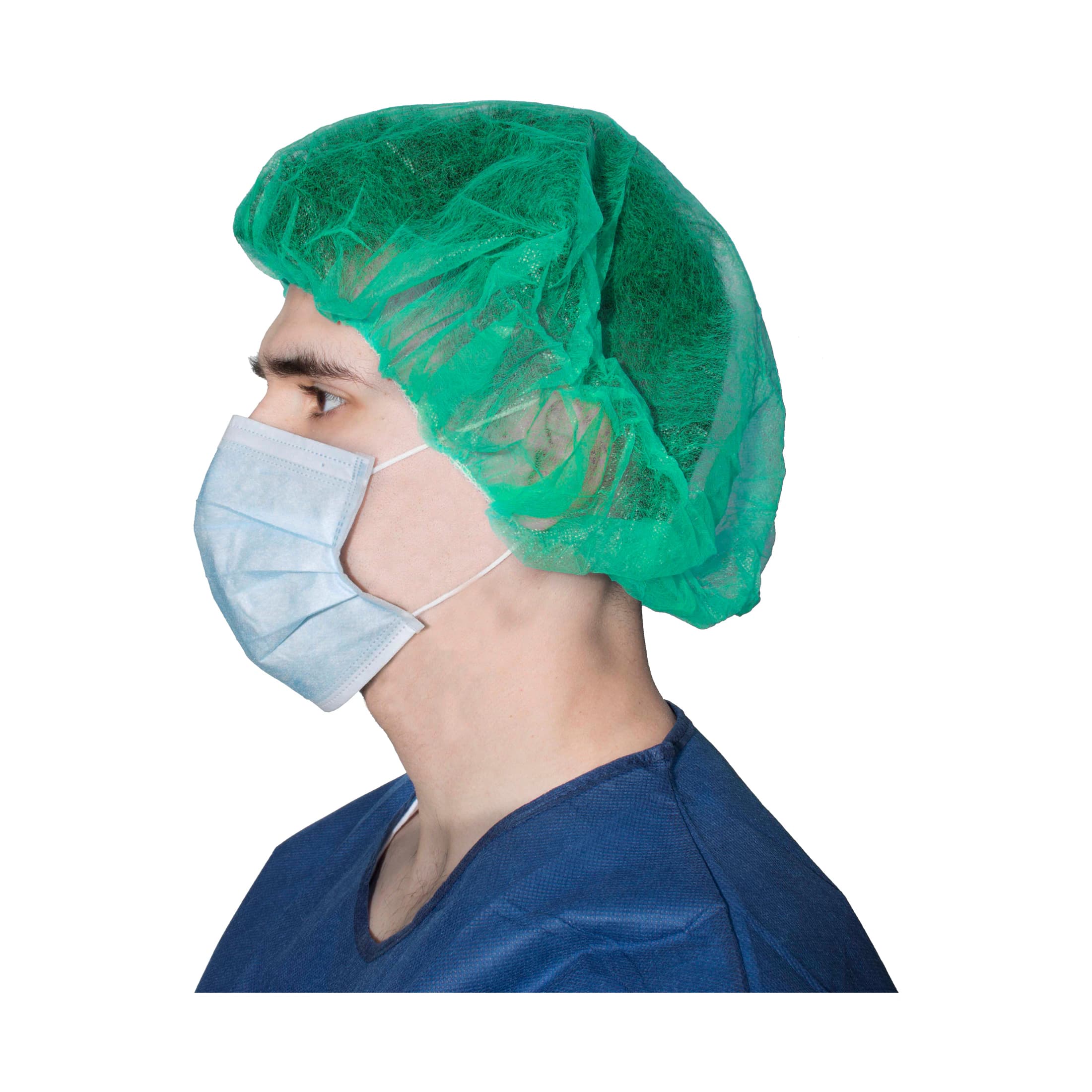 Dukal Bouffant Cap, Green, 24", Non-Sterile, Disposable, 500/Case - Dukal Bouffant Cap Green - Image 1