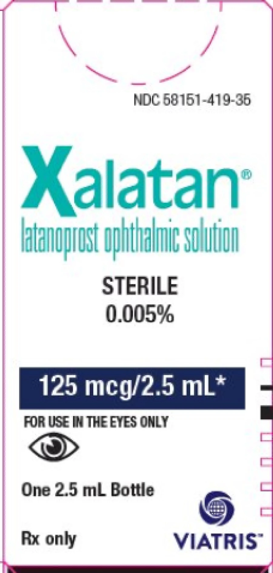 Xalatan (Latanoprost) Ophthalmic Solution 0.005%, 2.5 mL Bottle - Xalatan Ophthalmic Solution - Image 1