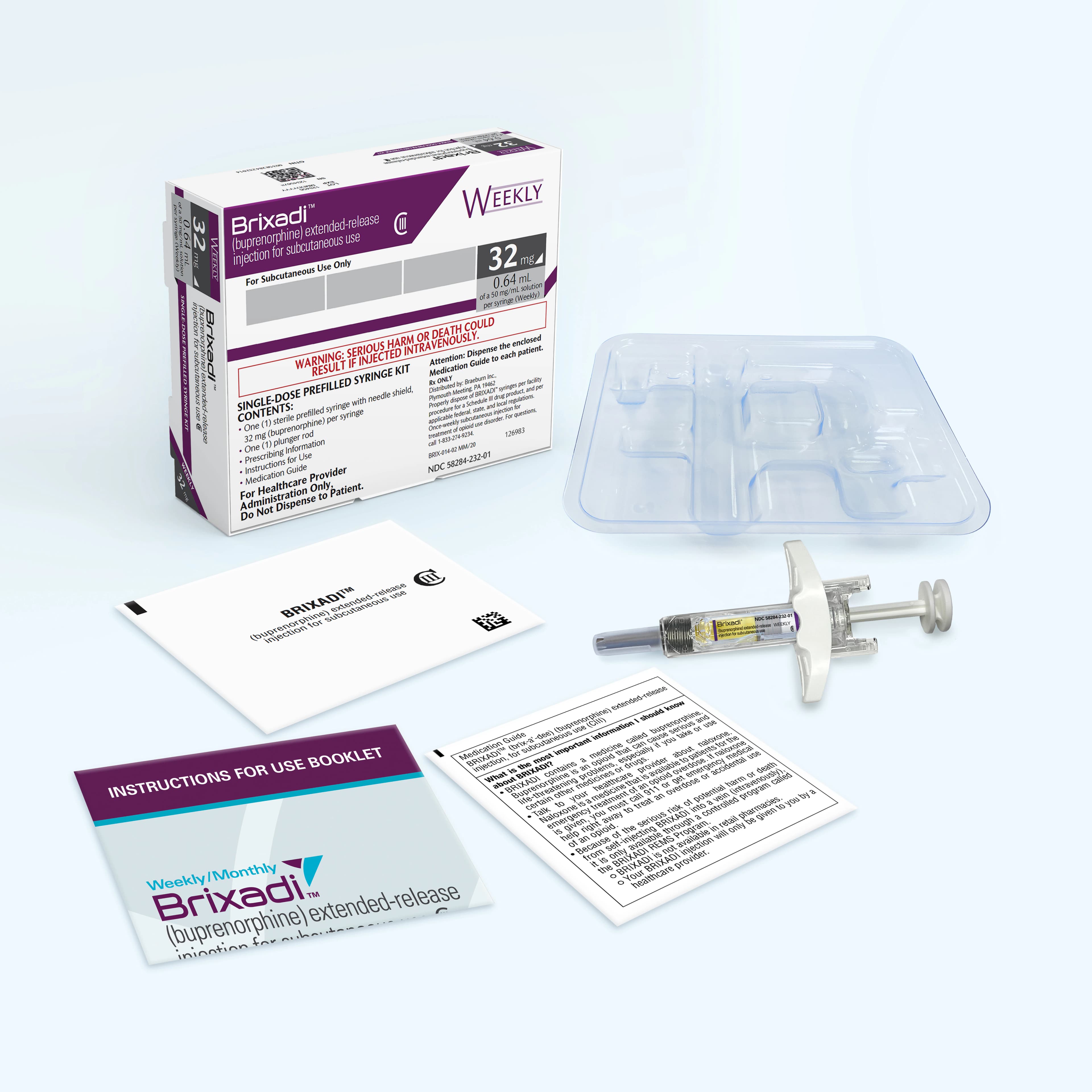 Brixadi (buprenorphine) Subcutaneous Injection, 32 mg Weekly, Prefilled Syringe 0.64 mL, Each - Brixadi SubQ Inj PFS Weekly - Image 1