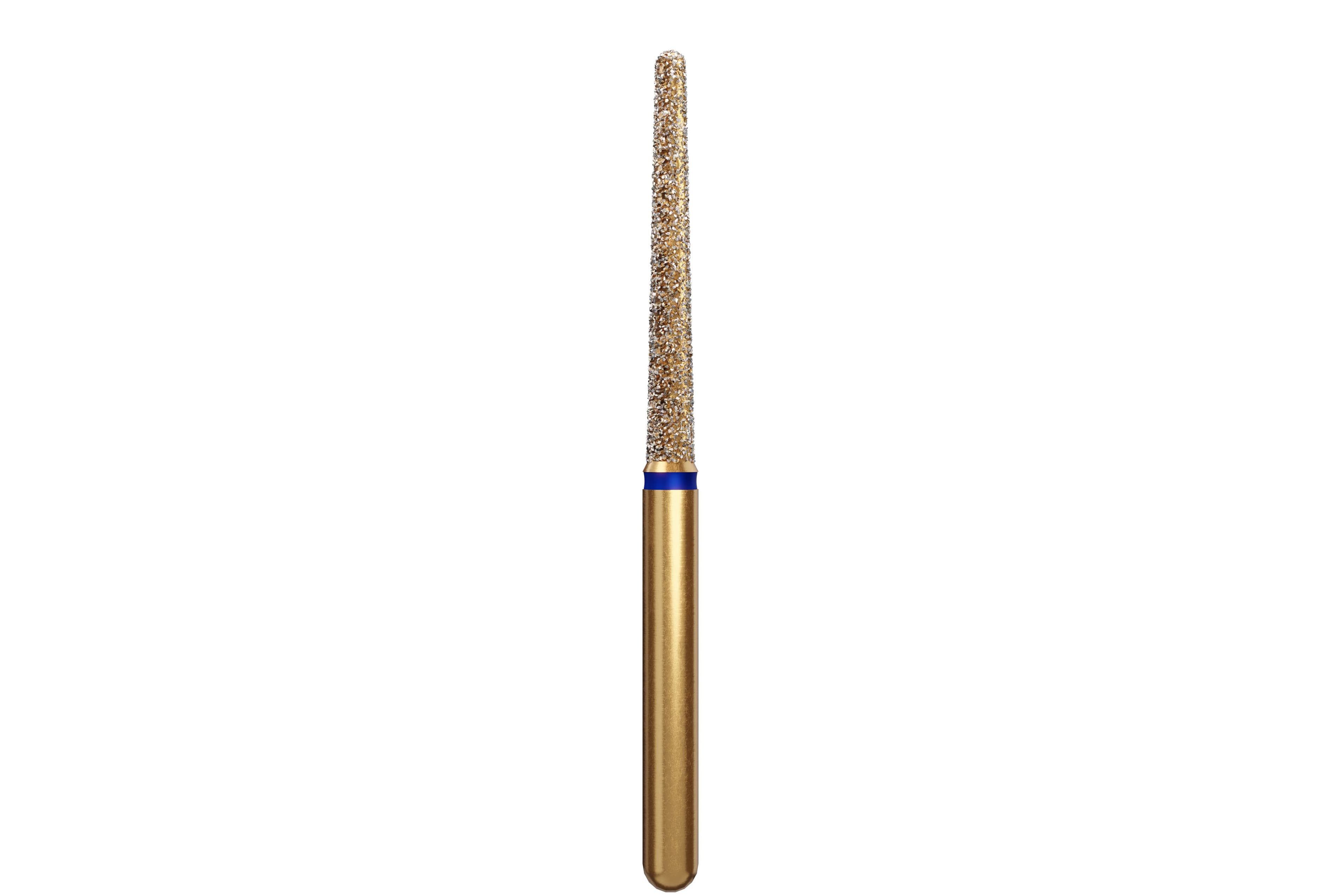 Coltene Alpen Multi-Use Multilayer Diamond Bur, FG, Medium, Blue Ring, Round End Taper Long, #850L, 1.6 mm Head Diameter, 12 mm Head Length, 5/Pkg - Alpen® Diamonds - Medium - #850L-016 (10.0) - Image 1