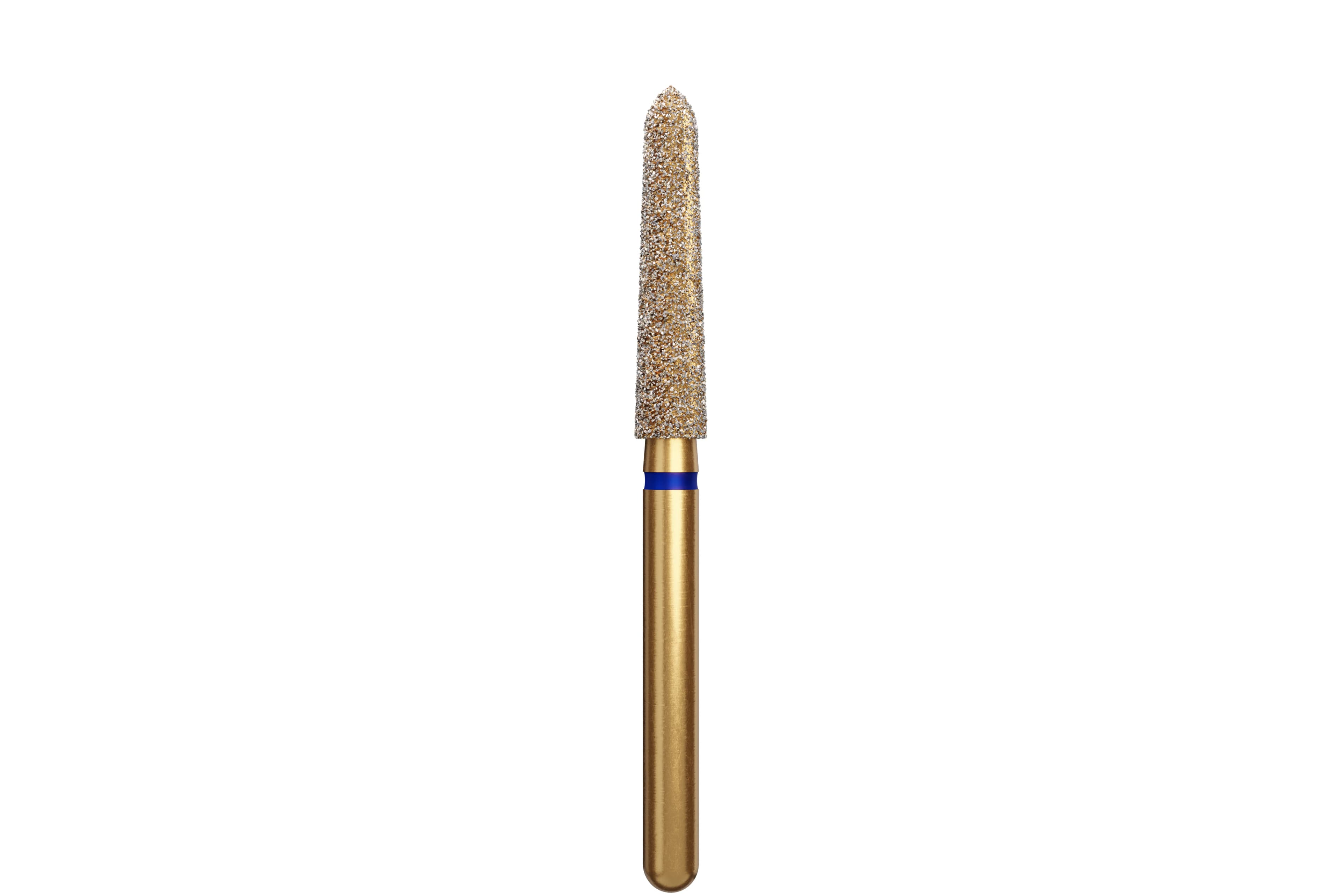 Coltene Alpen Multi-Use Multilayer Diamond Bur, FG, Medium Grit, Tapered Torpedo/Curettage, #879K-023, 2.3 mm Head Diameter, 10 mm Head Length, 5/Pkg - Alpen® Diamonds - Medium - #879K-023 (10.0) - Image 1