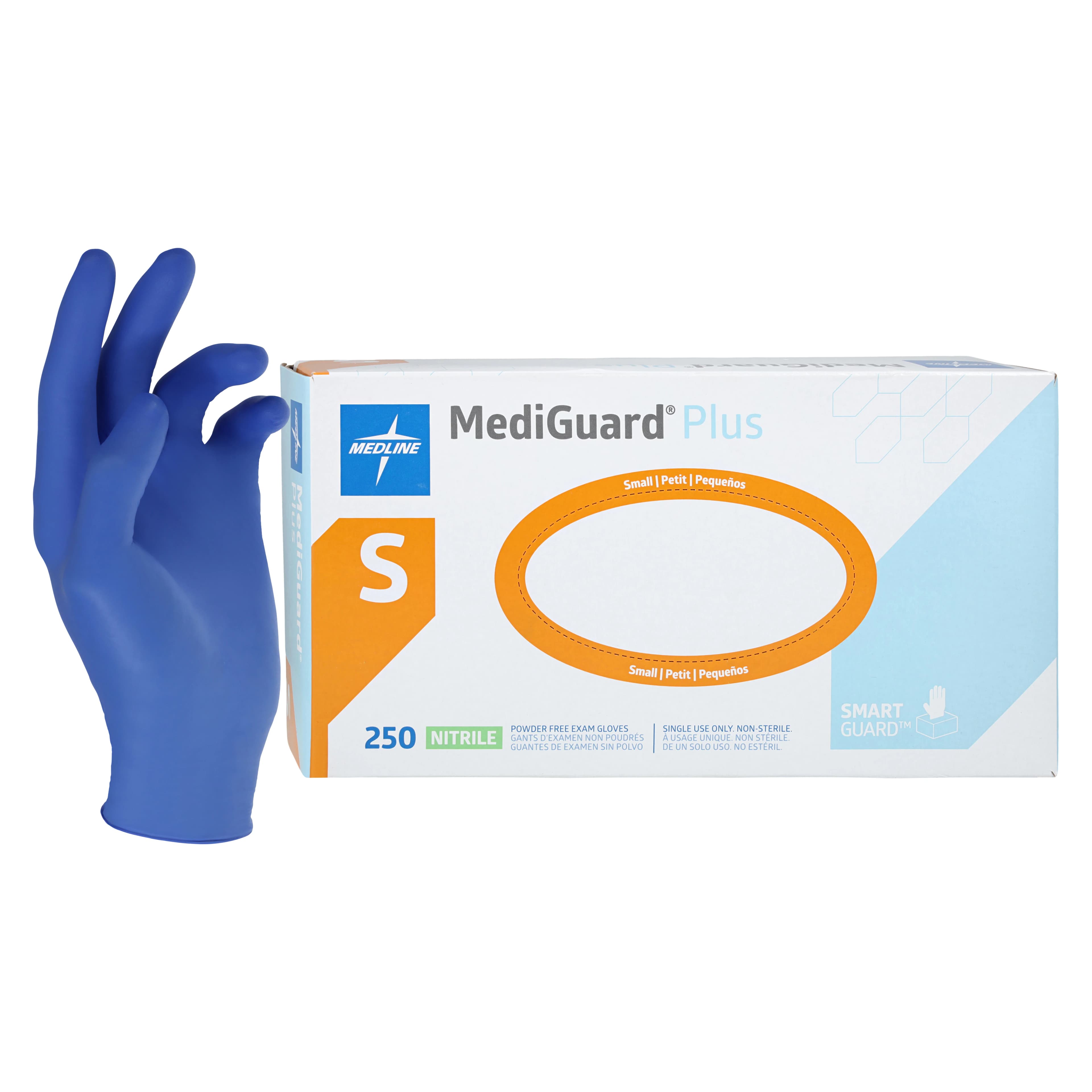 MediGuard Plus Nitrile Exam Gloves, Small, Violet Blue, Non-Sterile, 250/Box - MediGuard Exam Gloves - Image 1
